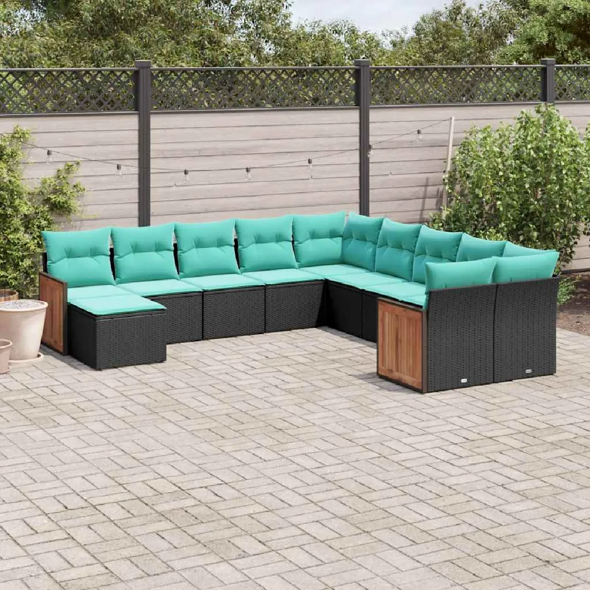 vidaXL Salon de jardin 11 pcs avec coussins résine tressée ensemble de salon ensemble de salon dextérieur 3186807 - vue 8