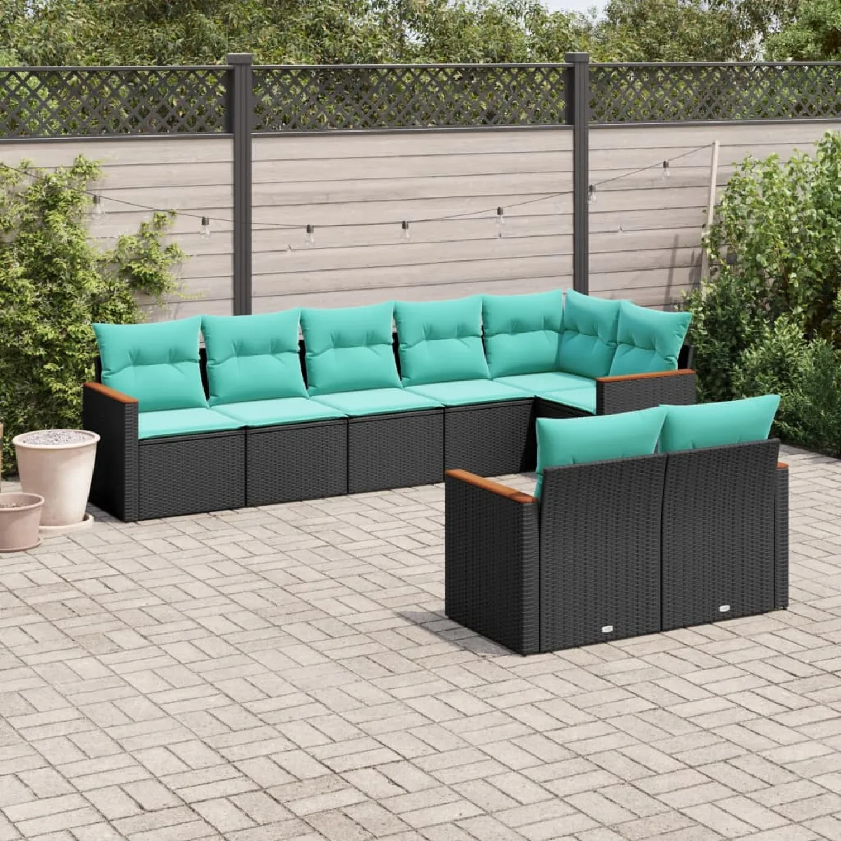 vidaXL Salon de jardin 8 pcs avec coussins résine tressée ensemble de salon ensemble de salon dextérieur 3186785 - vue 2