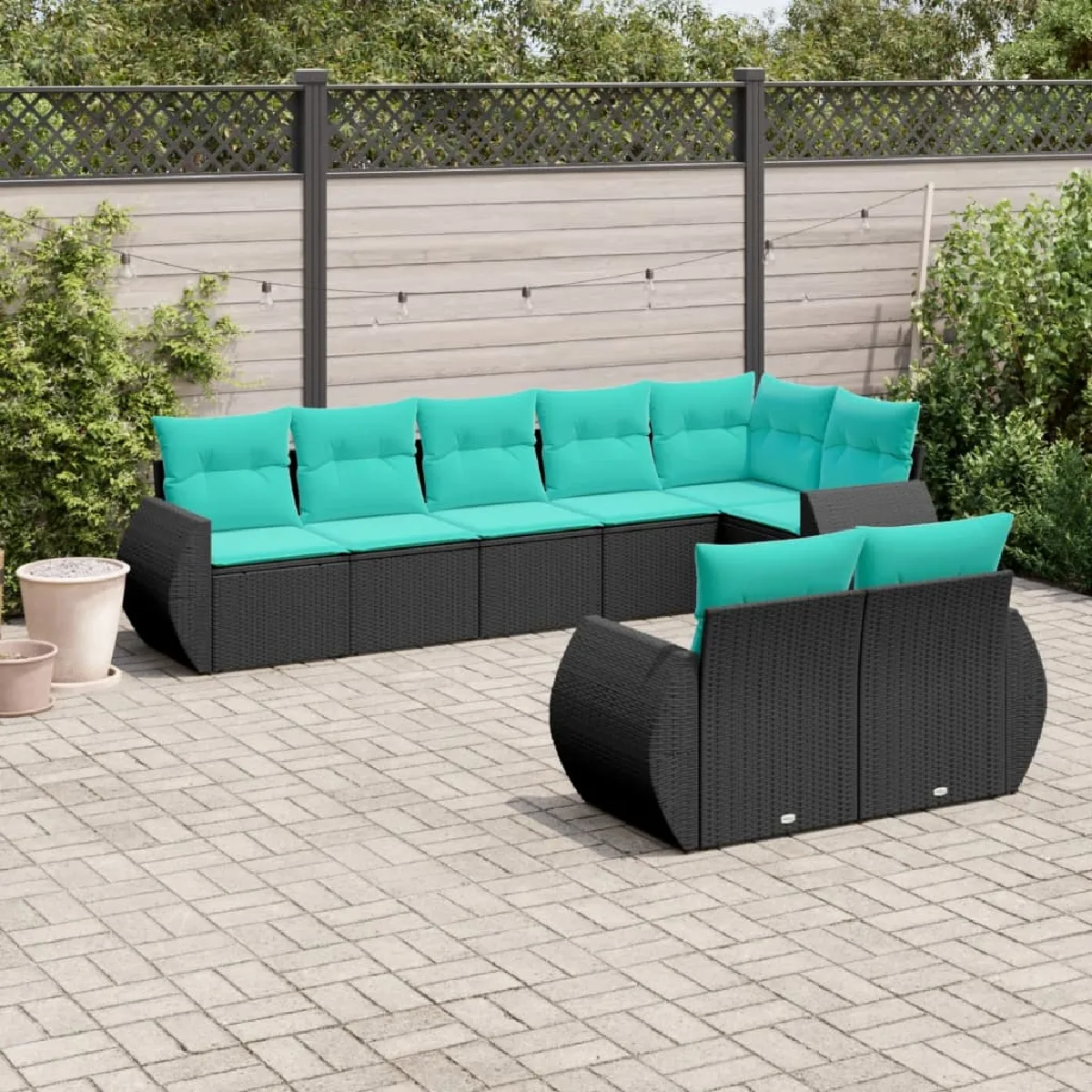 vidaXL Salon de jardin 8 pcs avec coussins résine tressée ensemble de salon ensemble de salon dextérieur 3186785 - vue 7