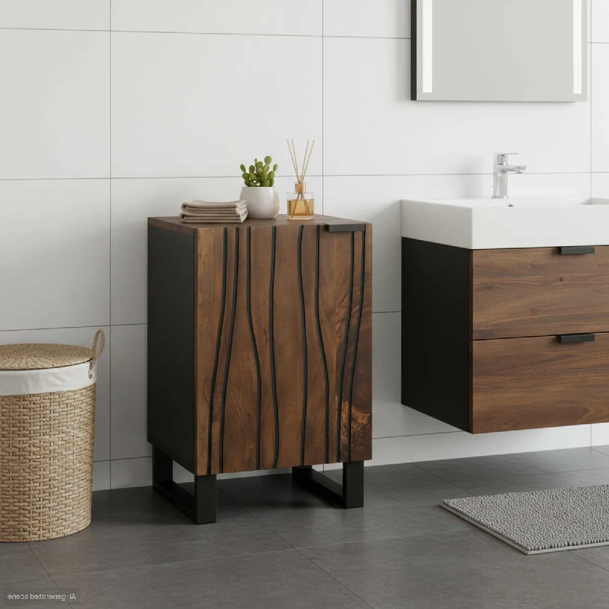 vidaXL Meuble de Salle de Bain 38x33.5x58 cm en Bois de Manguier - vue 2
