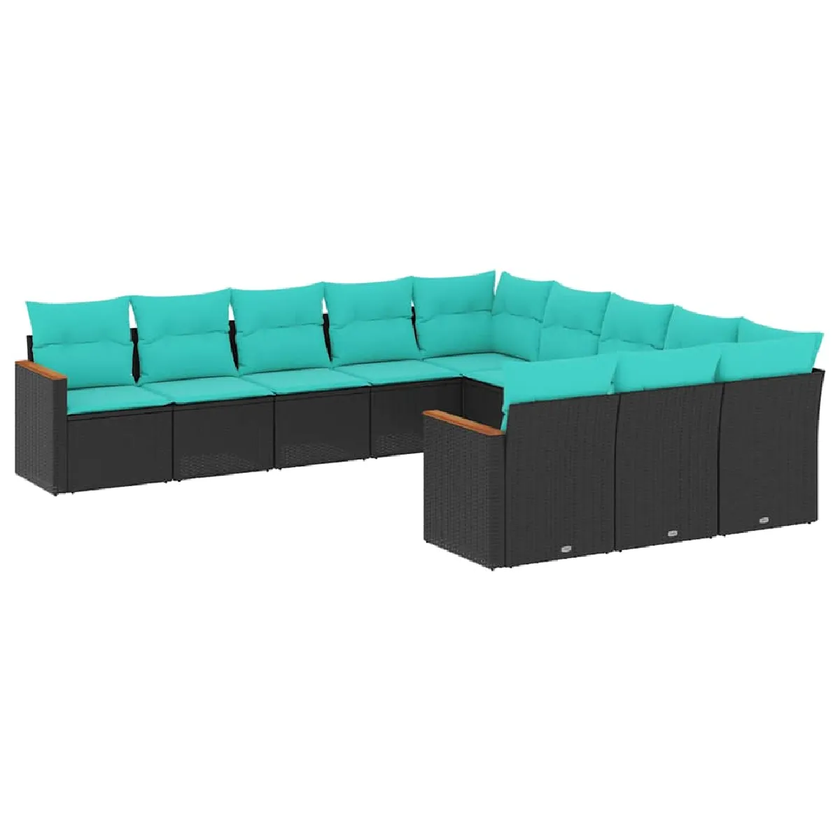 vidaXL Salon de jardin 11 pcs avec coussins noir résine tressée