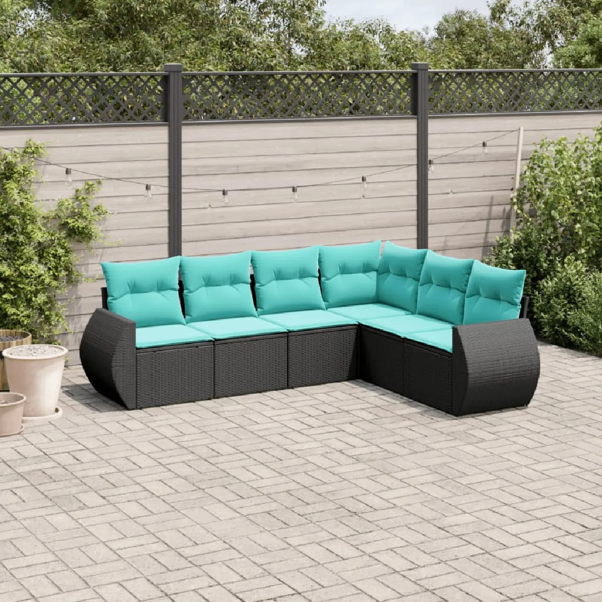 vidaXL Salon de jardin 6 pcs avec coussins résine tressée - vue 9