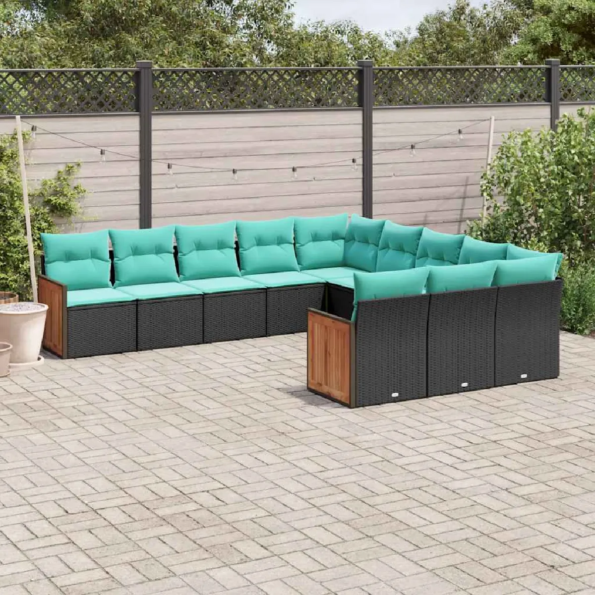 vidaXL Salon de jardin 11 pcs avec coussins résine tressée ensemble de salon ensemble de salon dextérieur 3186807 - vue 9