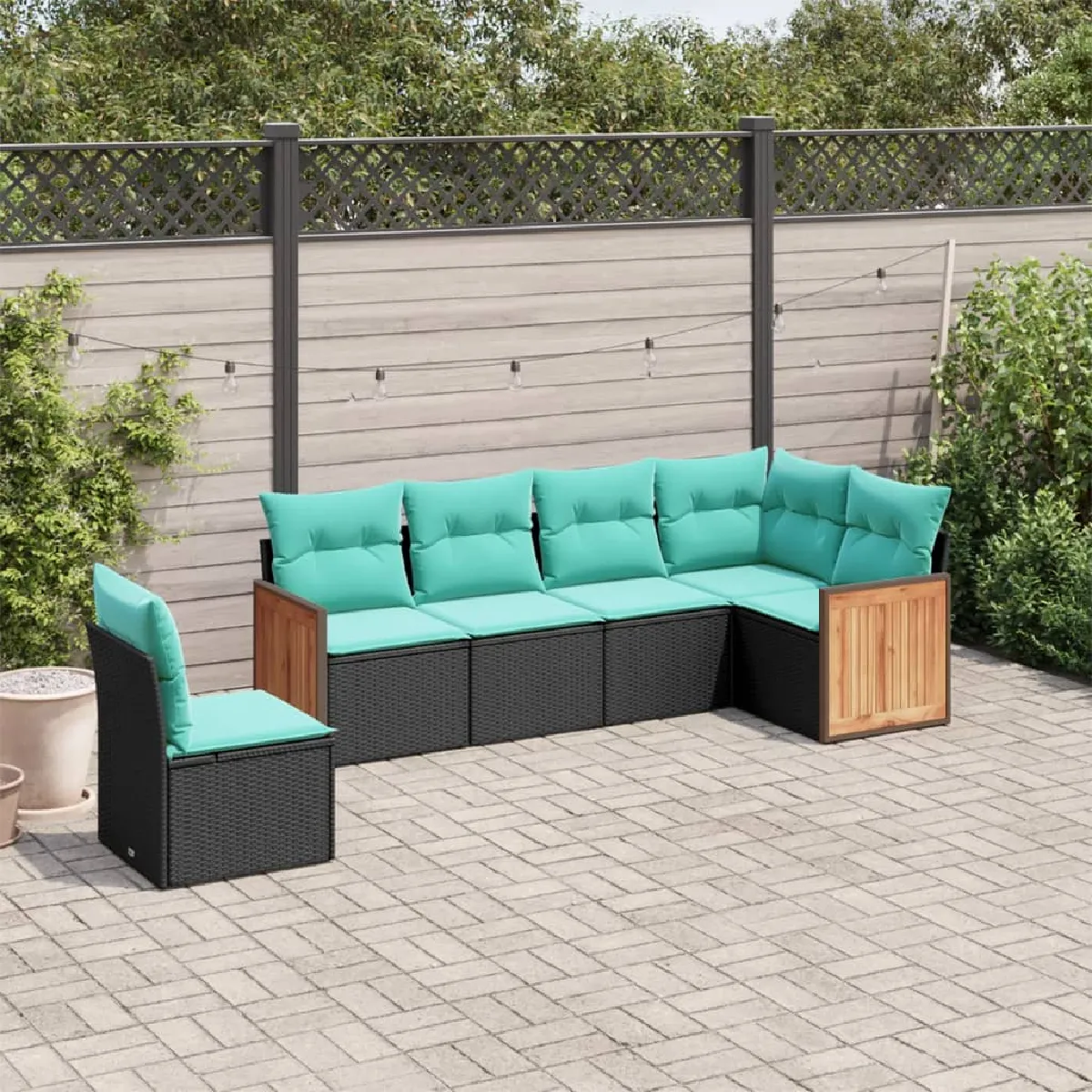 vidaXL Salon de jardin 6 pcs avec coussins résine tressée - vue 6