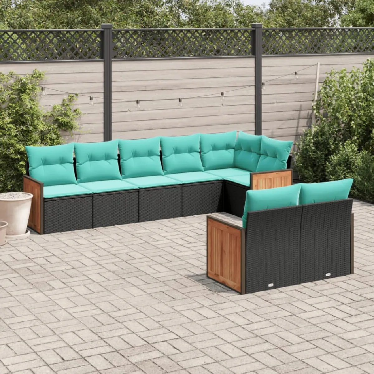 vidaXL Salon de jardin 8 pcs avec coussins résine tressée ensemble de salon ensemble de salon dextérieur 3186785 - vue 8