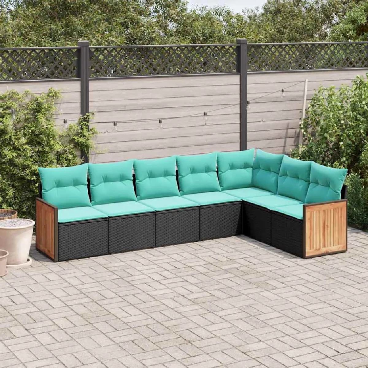 vidaXL Salon de jardin 7 pièces Résine tressée