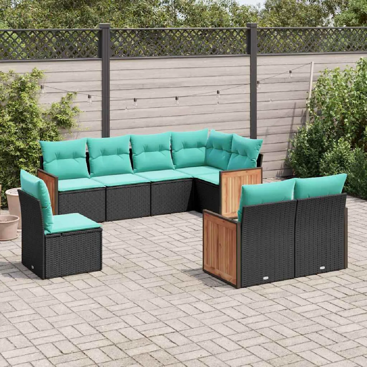 vidaXL Salon de jardin 8 pcs avec coussins résine tressée ensemble de salon ensemble de salon dextérieur 3186785