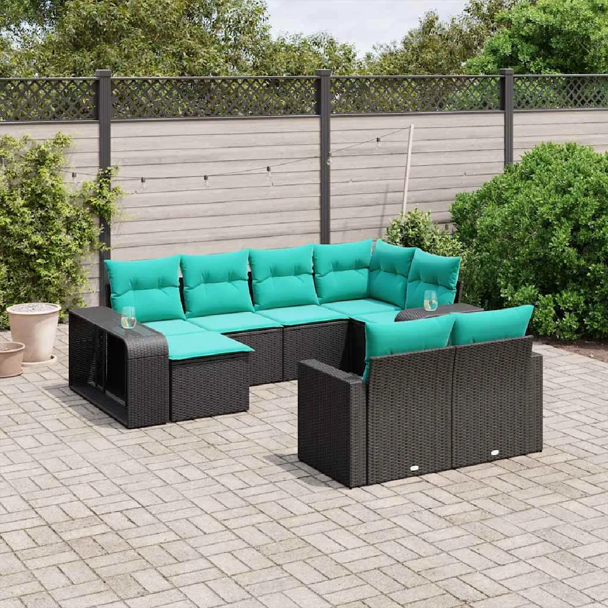 Vidaxl vidaXL Salon de jardin 10 pièces avec coussins - vue 4