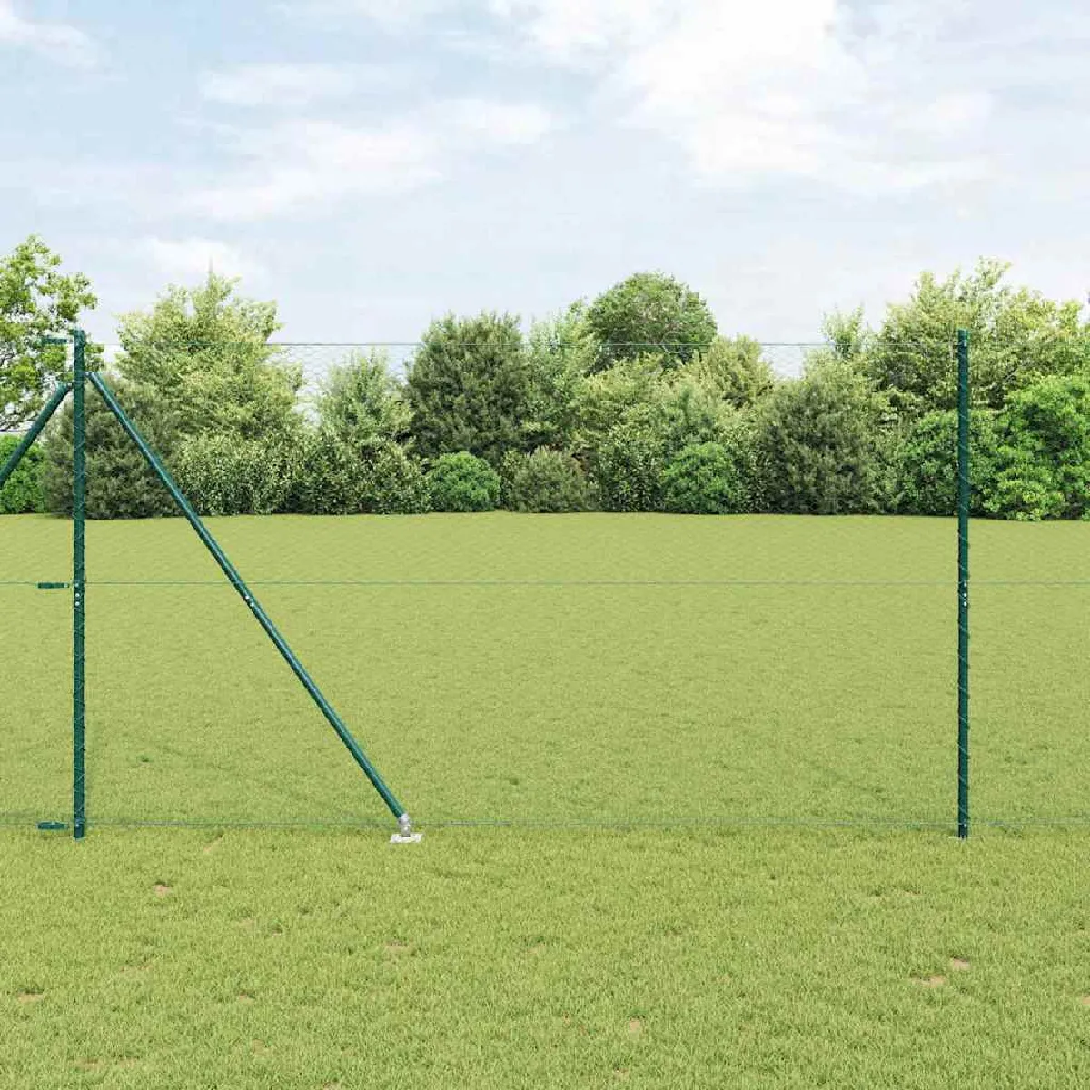 vidaXL Clôture Hexagonale 1.2x100 Acier Poteaux de Clôture 13 pcs Verts Ø32 mm 170 cm Acier Galvanisé - vue 7