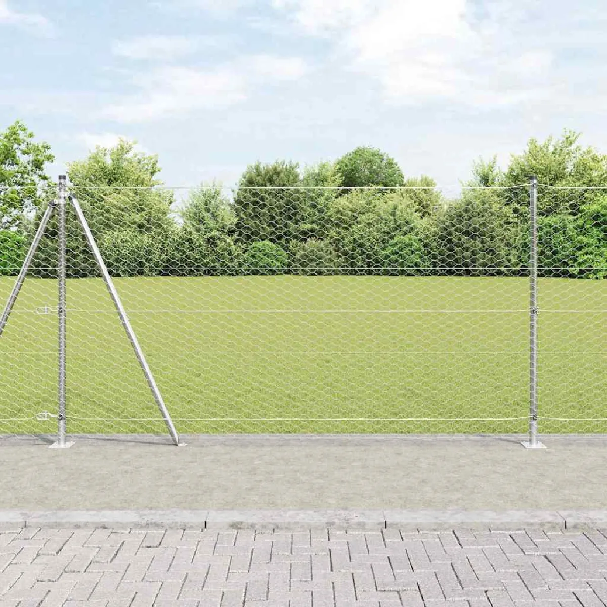 Vidaxl Gris Clôture Hexagonale 1.2X10 M Acier Galvanisé 3353768 - Image 2