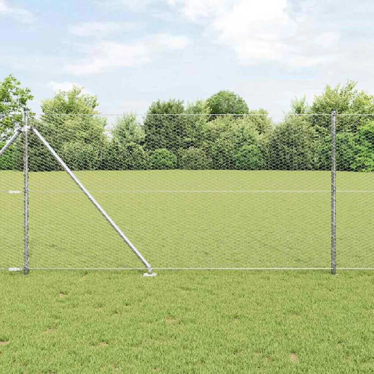 vidaXL Clôture Hexagonale 1.2x100 Acier Poteaux de Clôture 13 pcs Verts Ø32 mm 170 cm Acier Galvanisé - vue 5