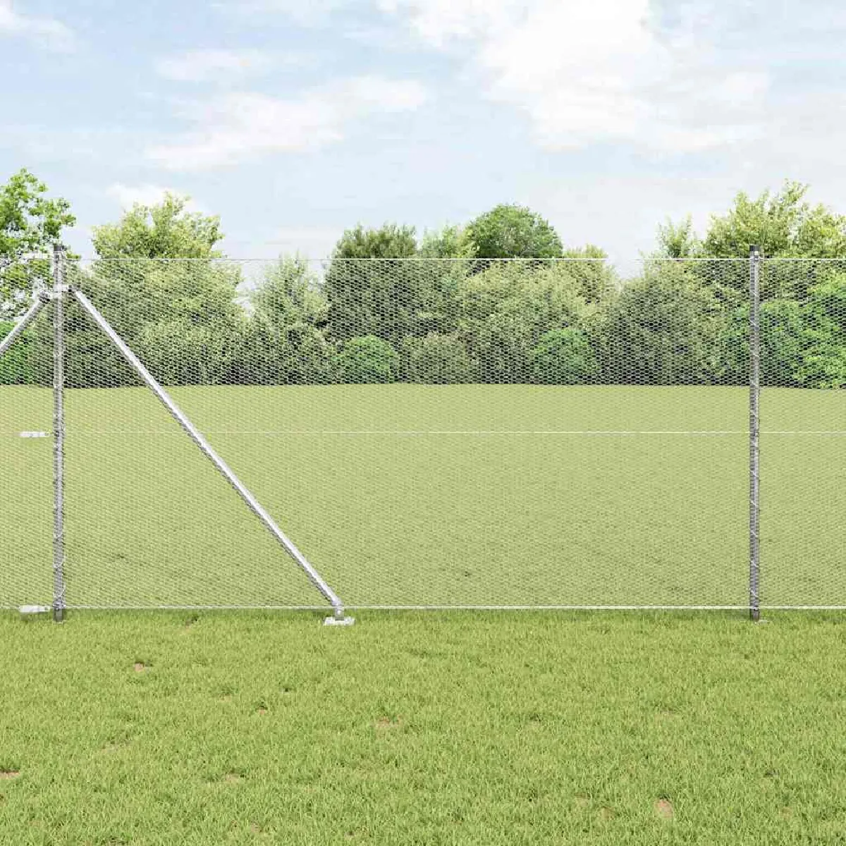 vidaXL Clôture Hexagonale 1.2x100 Acier Poteaux de Clôture 13 pcs Verts Ø32 mm 170 cm Acier Galvanisé - vue 6