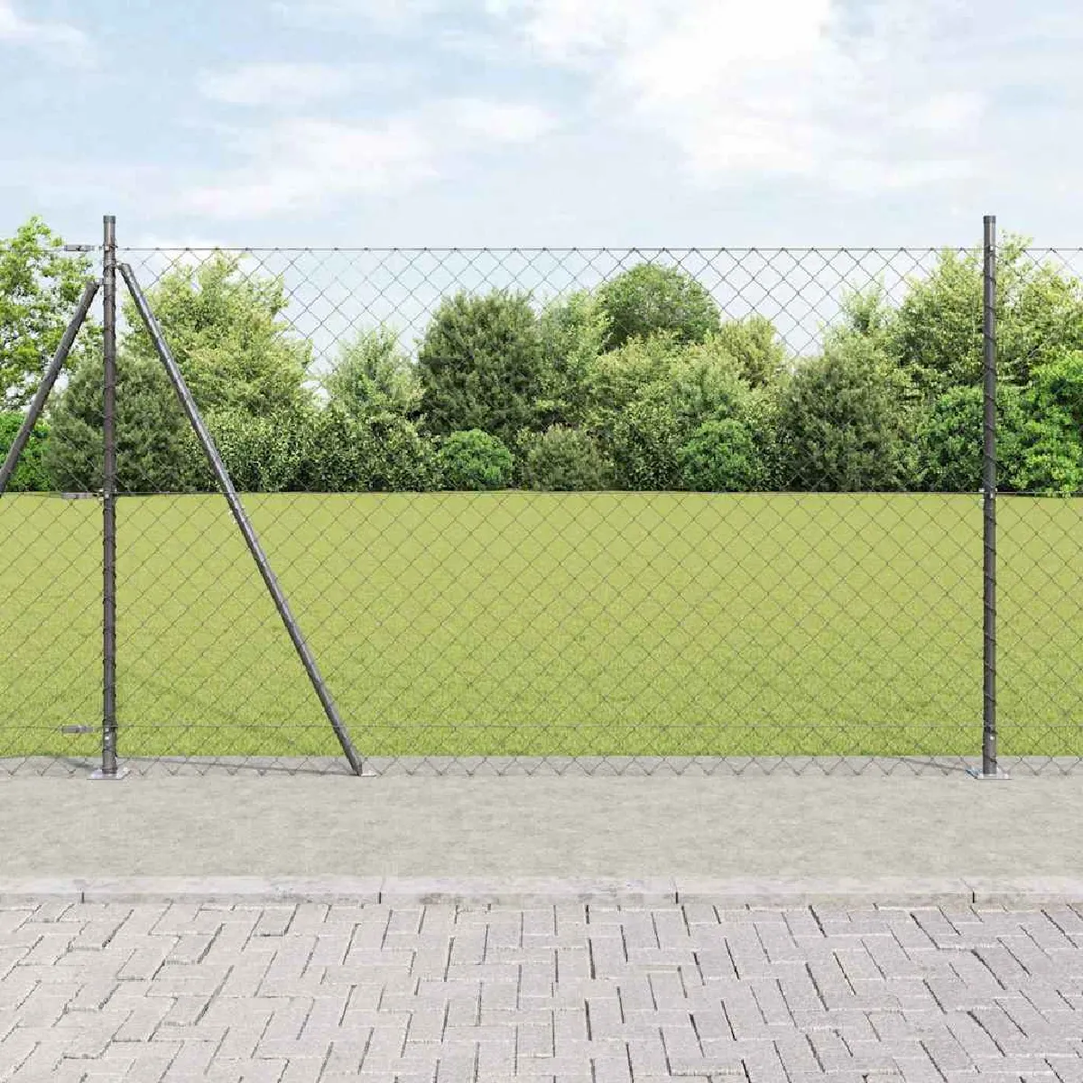 vidaXL Clôture en fil soudé avec base en béton 10 x 1,4 m Gris Maille