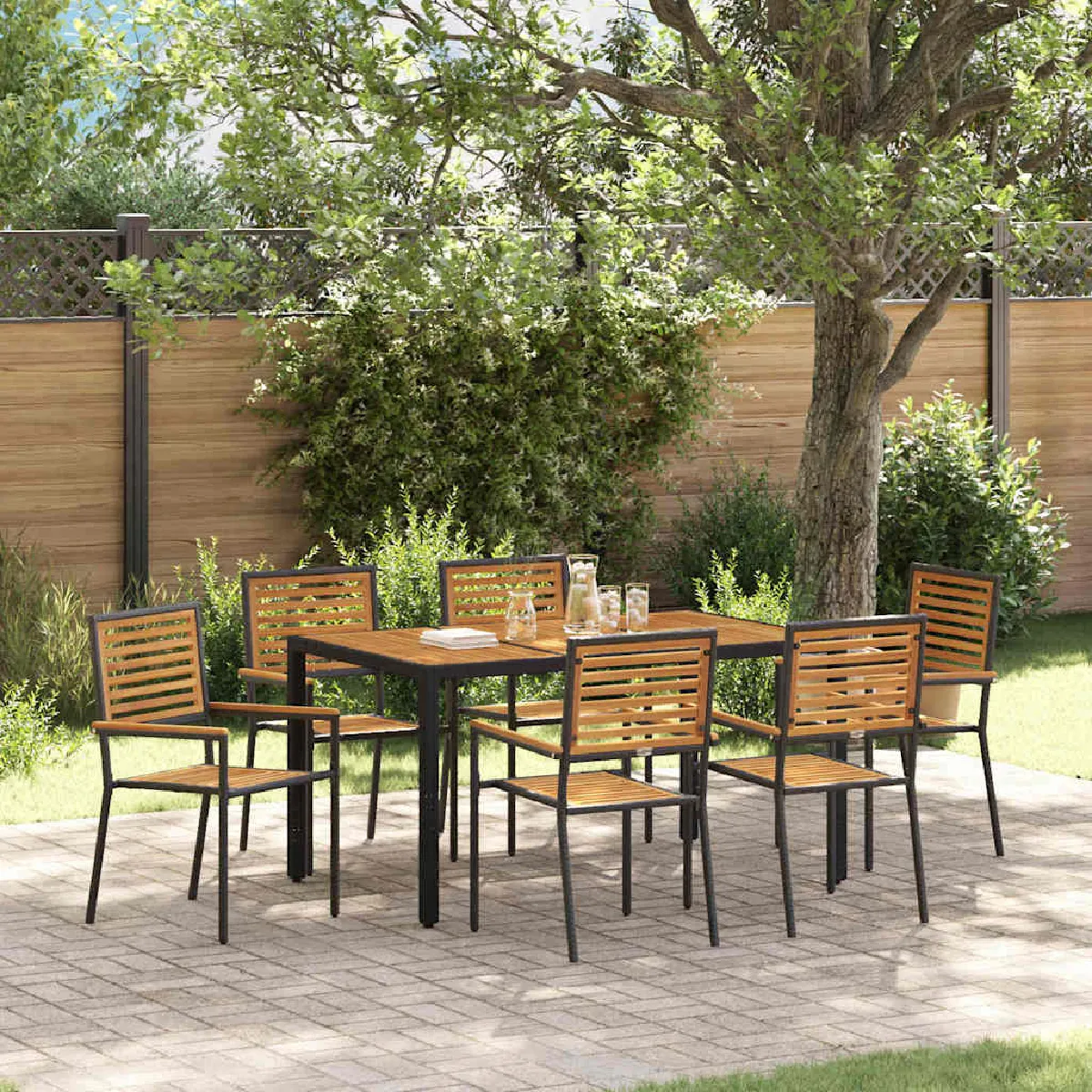 vidaXL Ensemble de salle à manger pour jardin 7 pcs et - vue 4