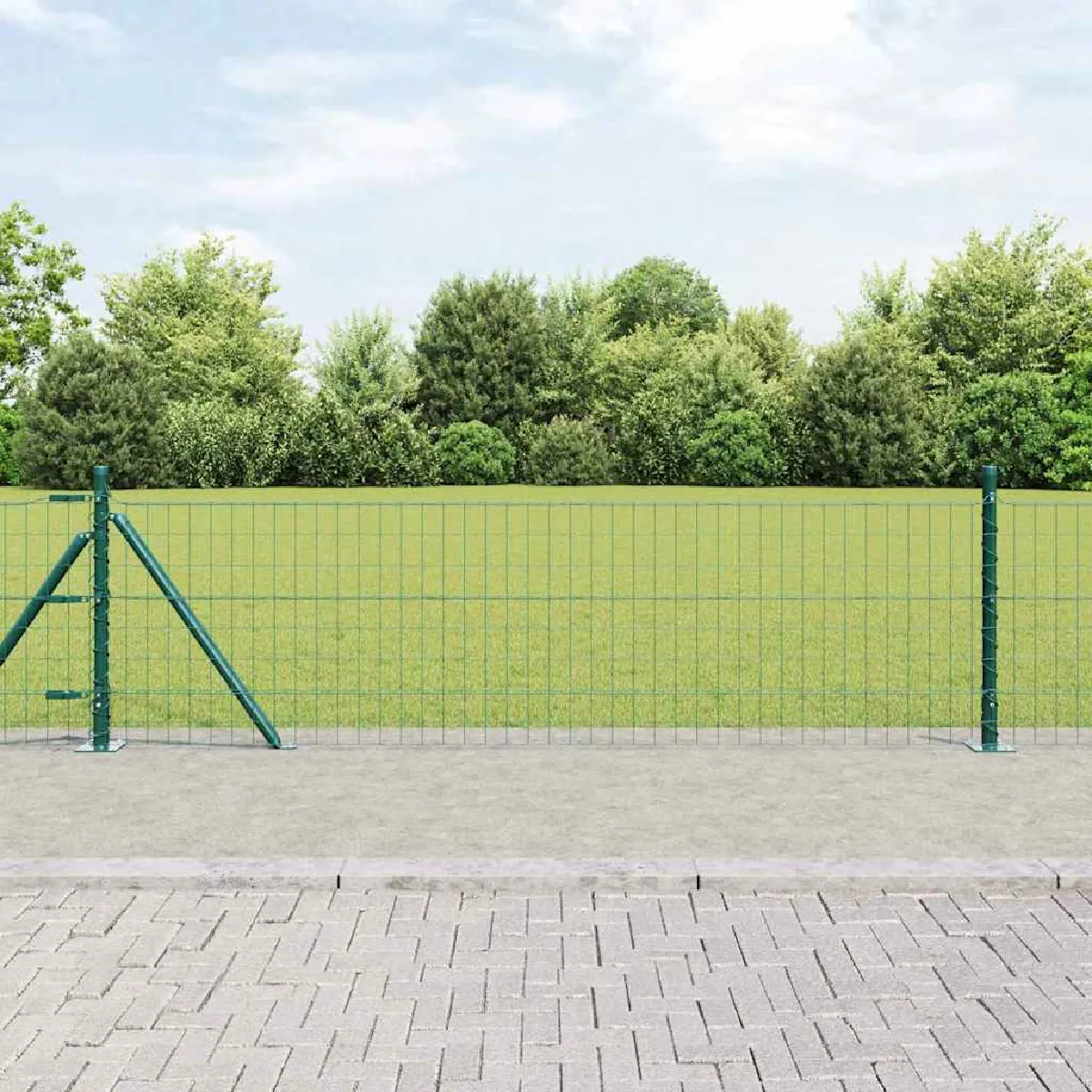 vidaXL Clôture en fil soudé avec base en béton 10 x 0,4 m (l x h)