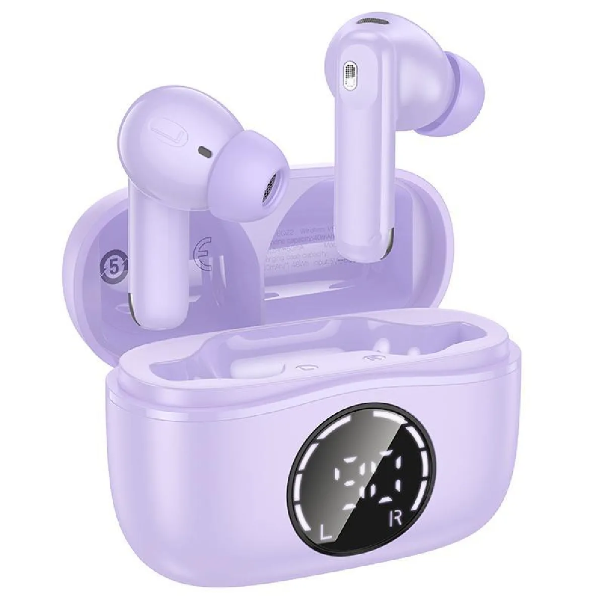YONIS Ecouteurs Bluetooth Anc Enc R&eacute;duction De Bruit Sans Fil Autonomie 7h Noir Violet 2 