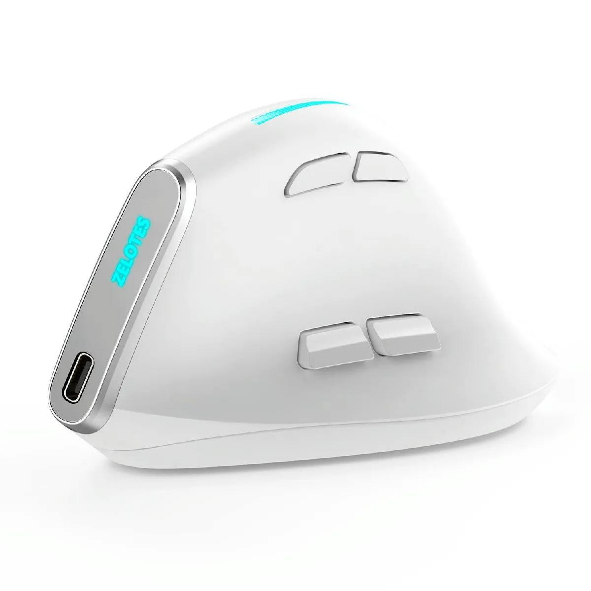 YONIS Souris Ergonomique Sans Fil 9 Boutons Avec Prise Verticale Et Lumi&egrave;res Rgb Blanc 