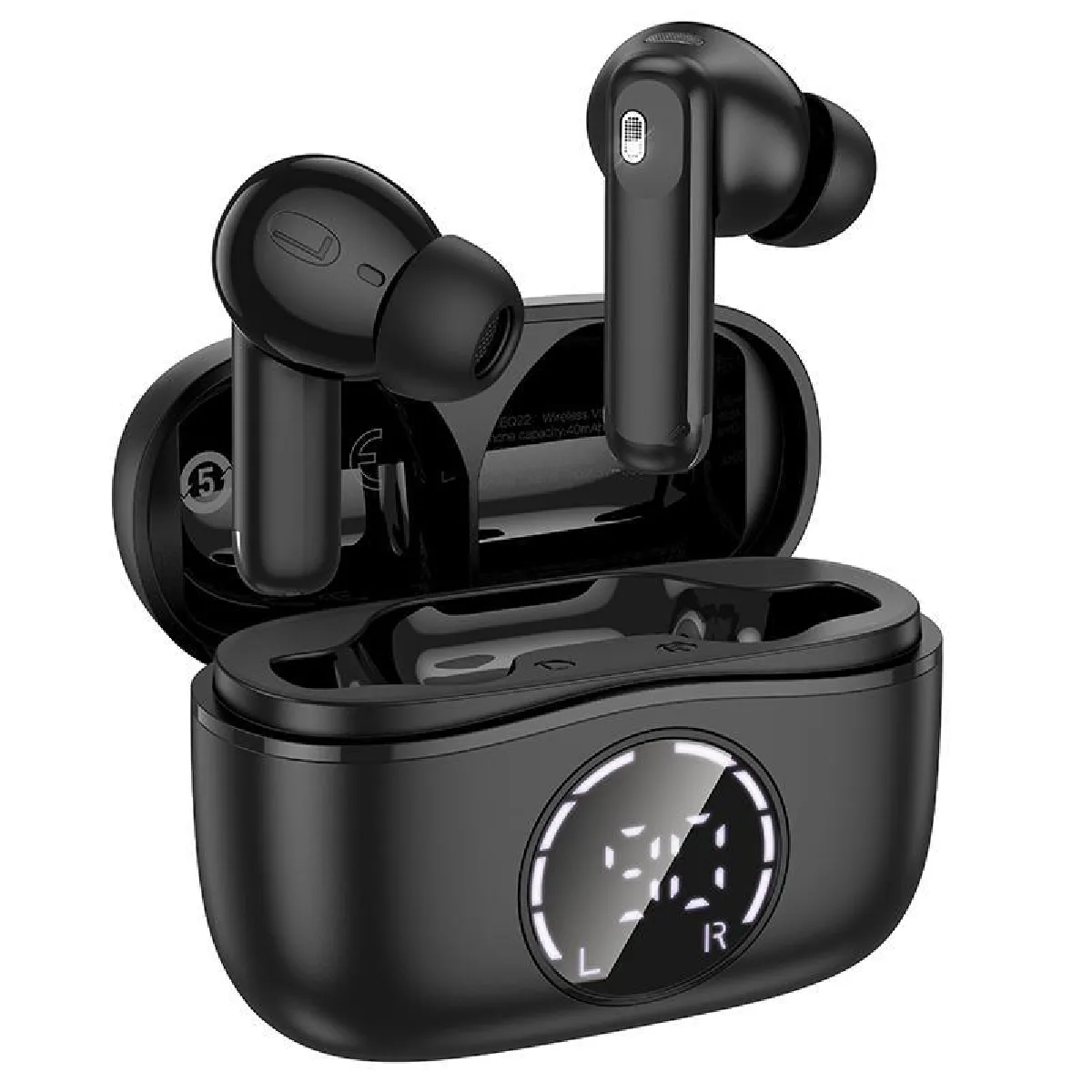 YONIS Ecouteurs Bluetooth Anc Enc R&eacute;duction De Bruit Sans Fil Autonomie 7h Noir Noir 