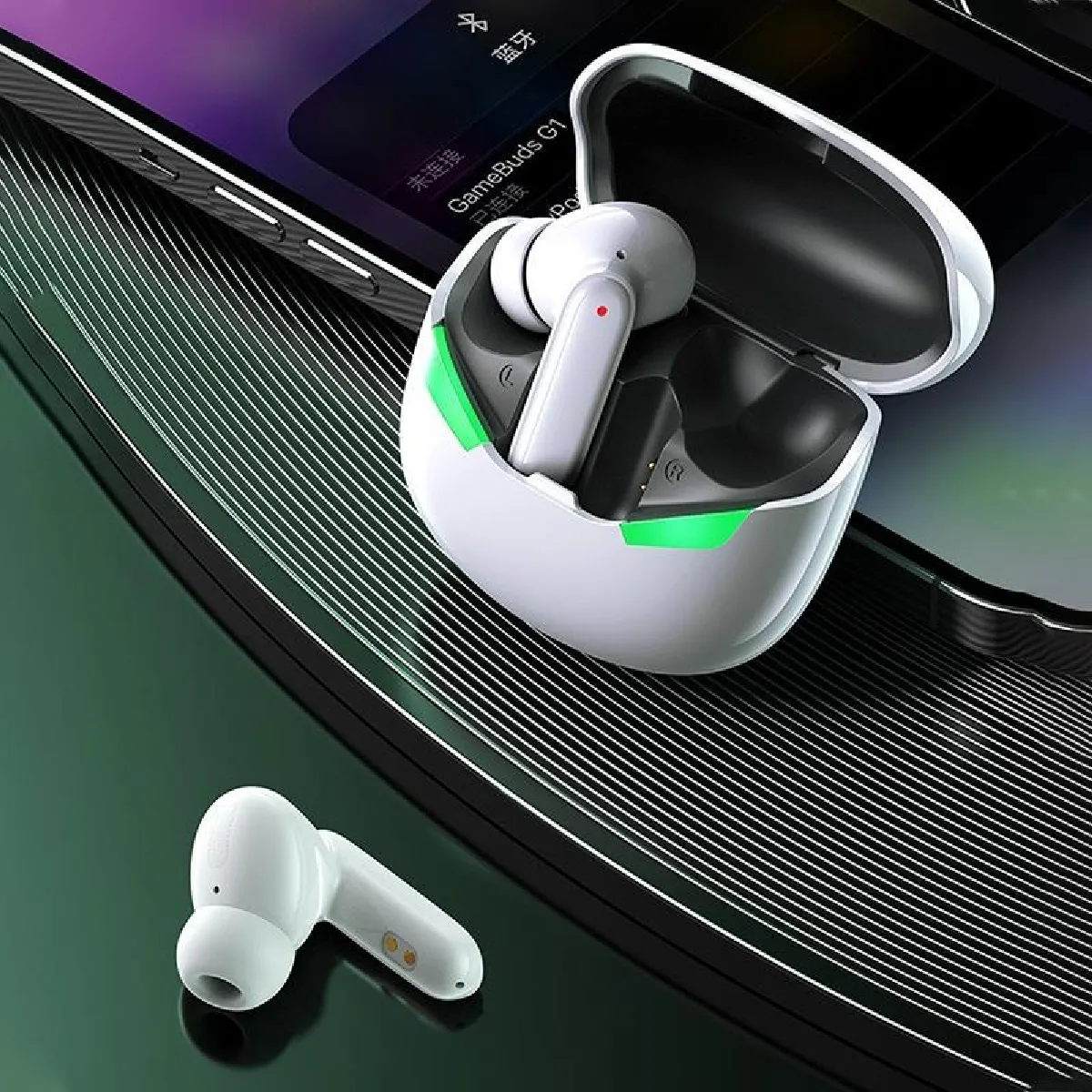YONIS Ecouteurs Bluetooth Gaming Sans Fil Son St&eacute;r&eacute;o Immersif Longue Autonomie Blanc 