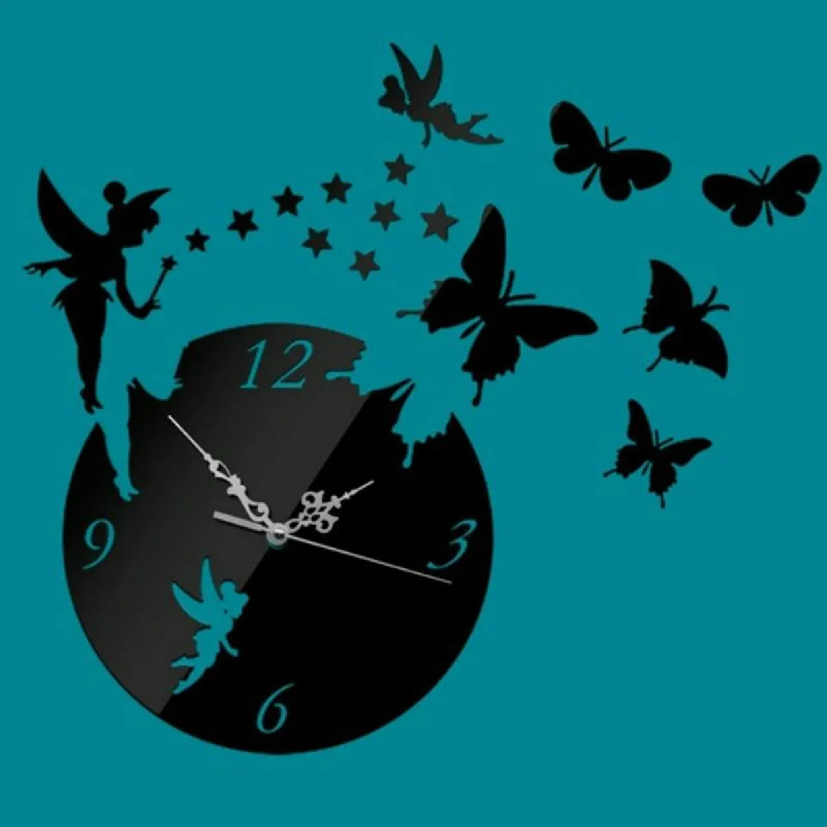 Yonis Noir Horloge Murale Papillon