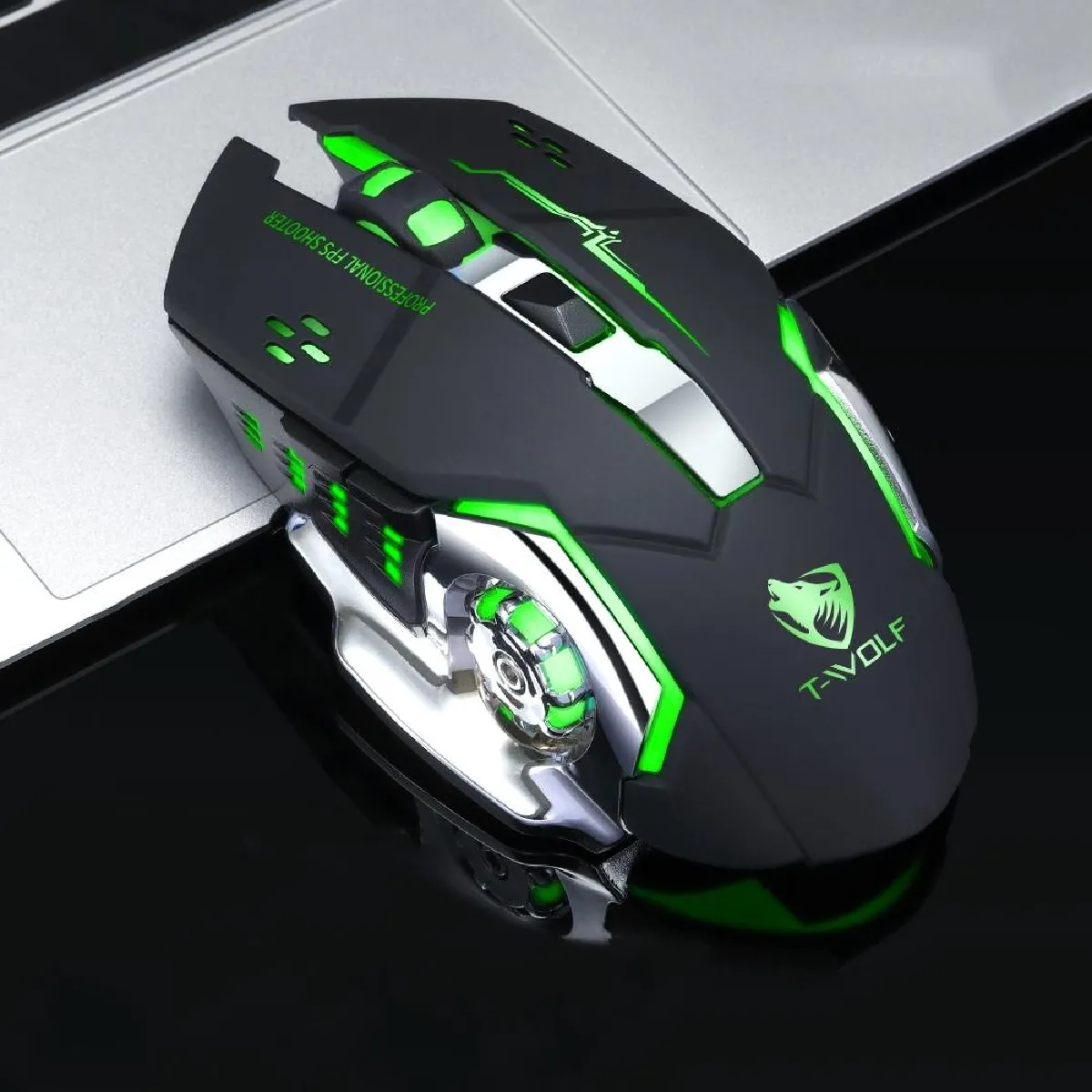 YONIS Souris Gaming Sans Fil Rgb Ergonomique Avec Lumi&egrave;re Respirante Ajustable 