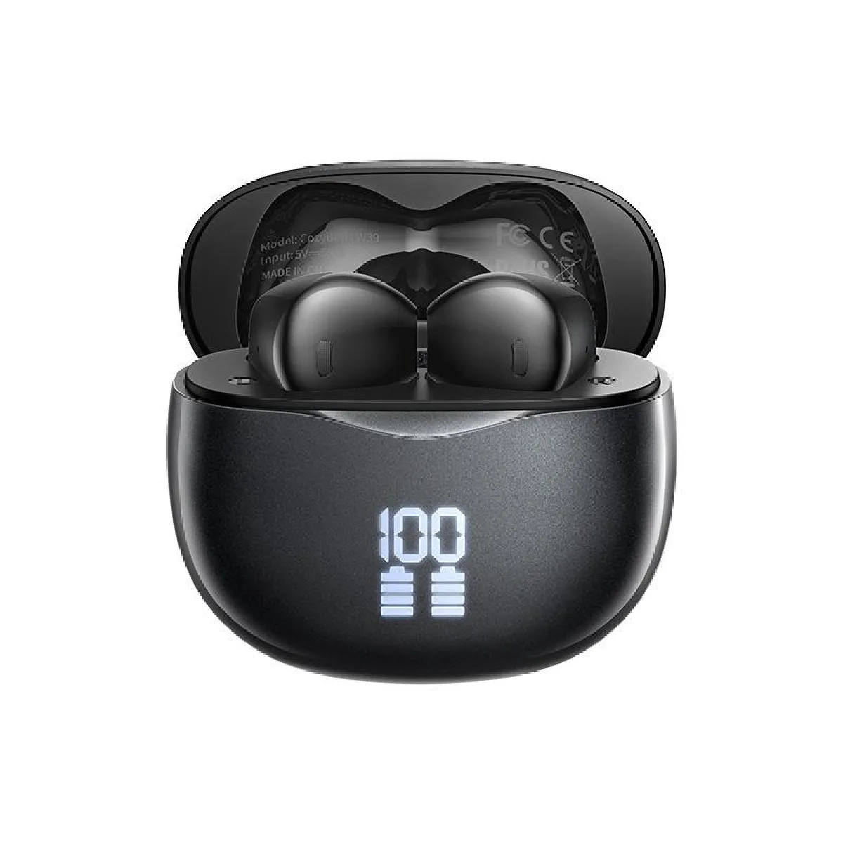 YONIS Ecouteurs Bluetooth Sans Fil Confortables Avec Affichage Digital Et Longue Autonomie Noir 