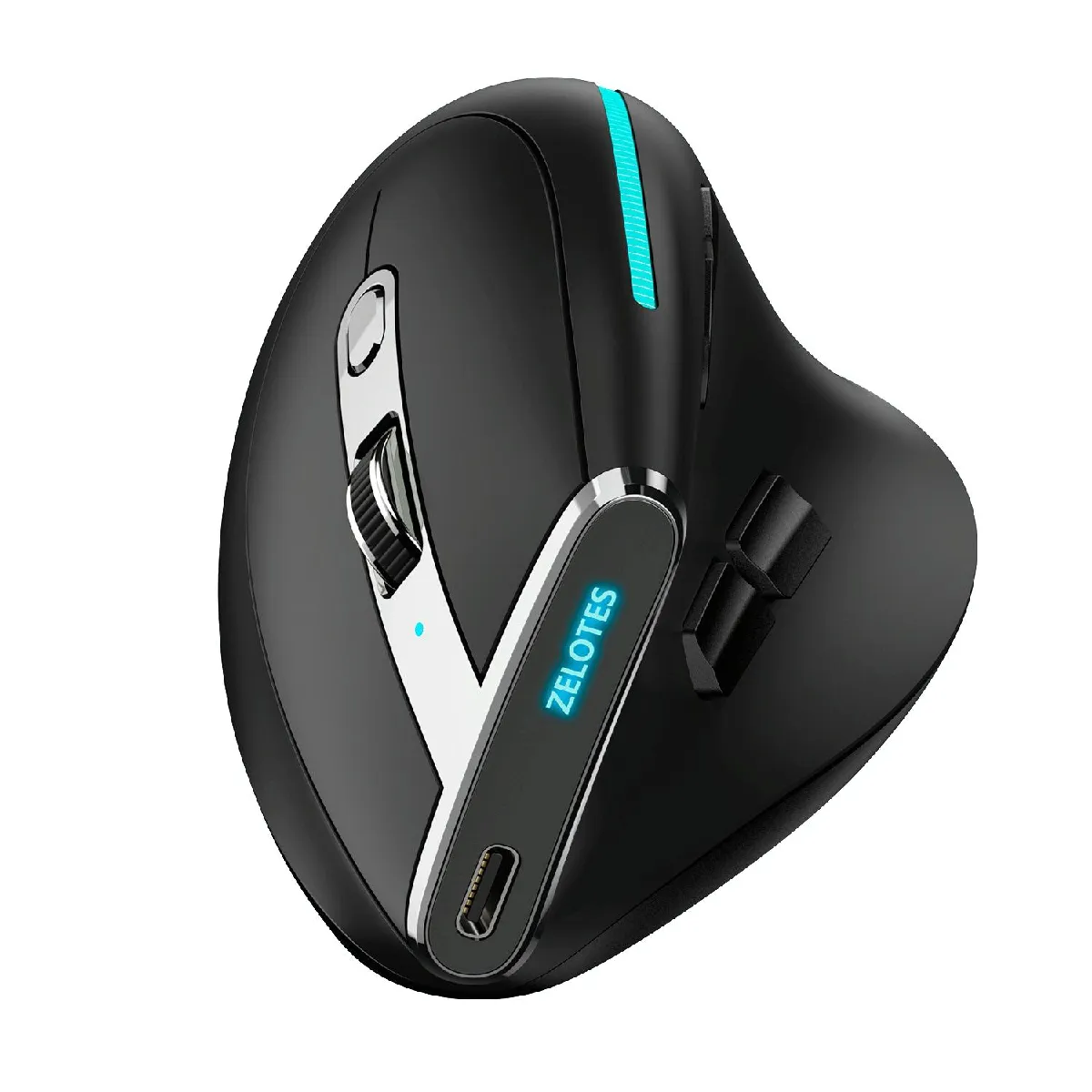 YONIS Souris Ergonomique Sans Fil 9 Boutons Avec Prise Verticale Et Lumi&egrave;res RGB Noir 