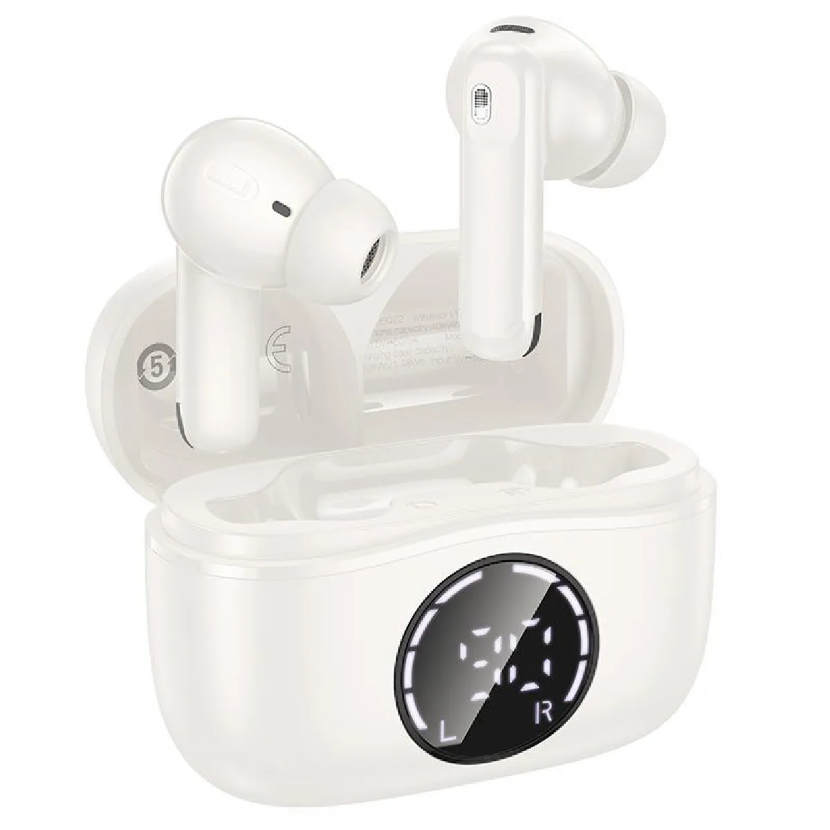 YONIS Ecouteurs Bluetooth ANC ENC R&eacute;duction De Bruit Sans Fil Autonomie 7h Noir Blanc 
