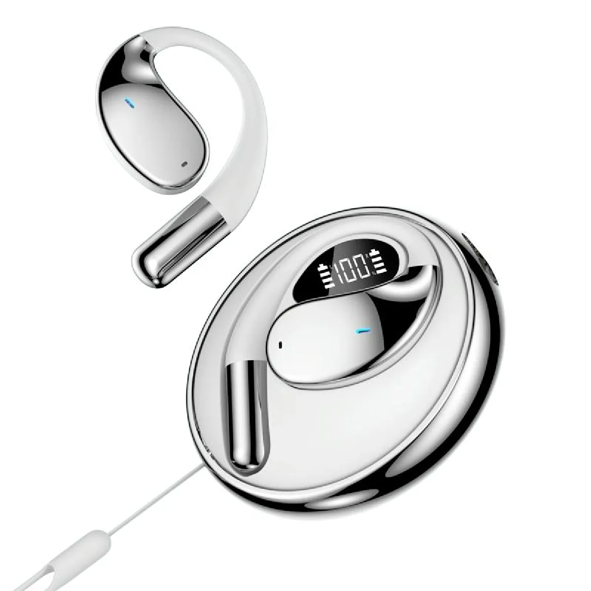 YONIS Ecouteurs Bluetooth Ouverts Avec Lani&egrave;re &Eacute;tanche Son Immersif Type-c 14.2mm Blanc 