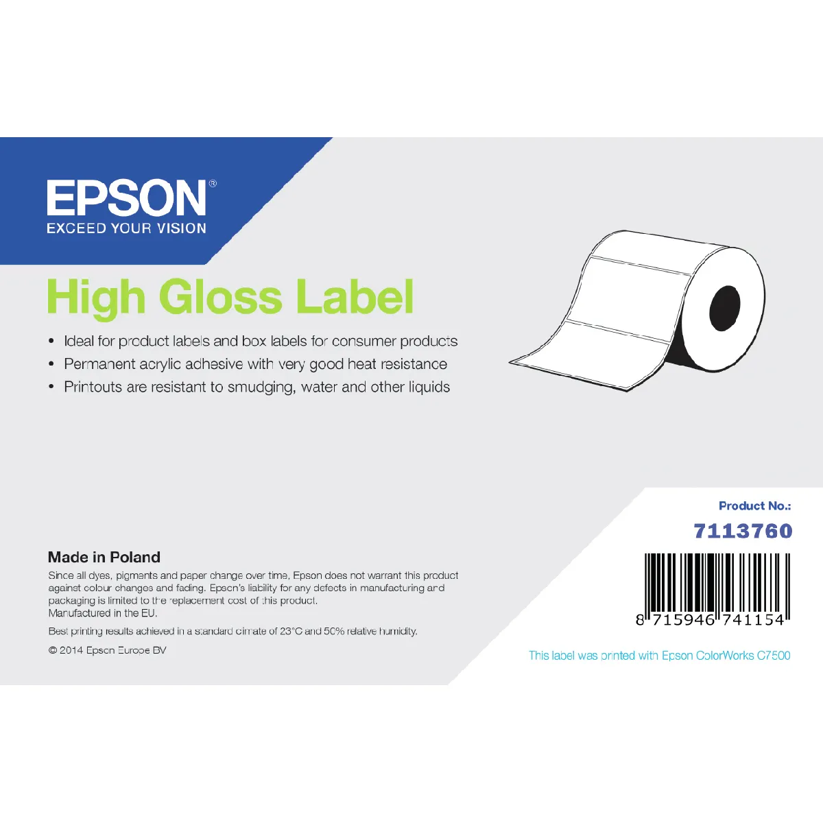 Epson High Gloss Label Imprimante d'étiquette adhésive - vue 2