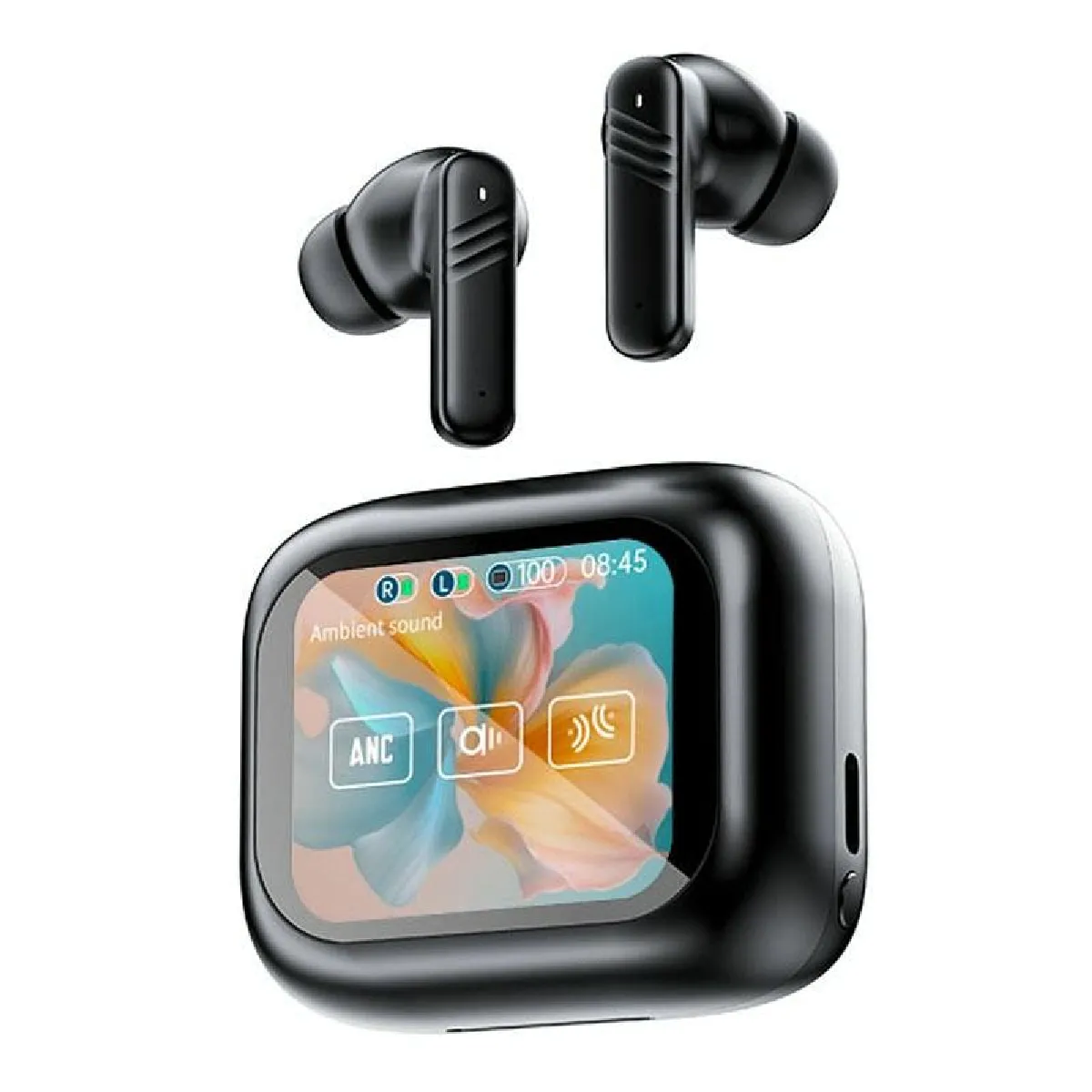 YONIS Ecouteurs Bluetooth Sans Fil Avec R&eacute;duction De Bruit Et &Eacute;cran Tactile Couleur Noir 