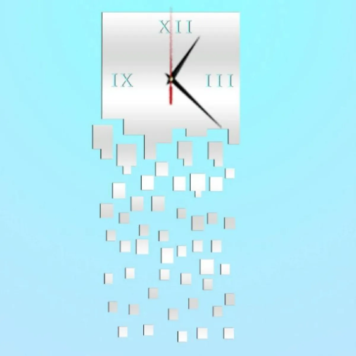 Yonis Argent Horloge Murale Quartz Carrée