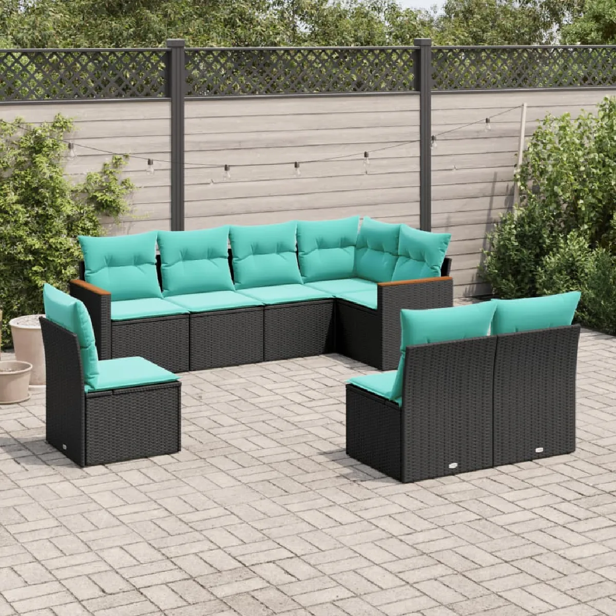 vidaXL Salon de jardin 8 pcs avec coussins résine tressée ensemble de salon ensemble de salon dextérieur 3186785 - vue 5