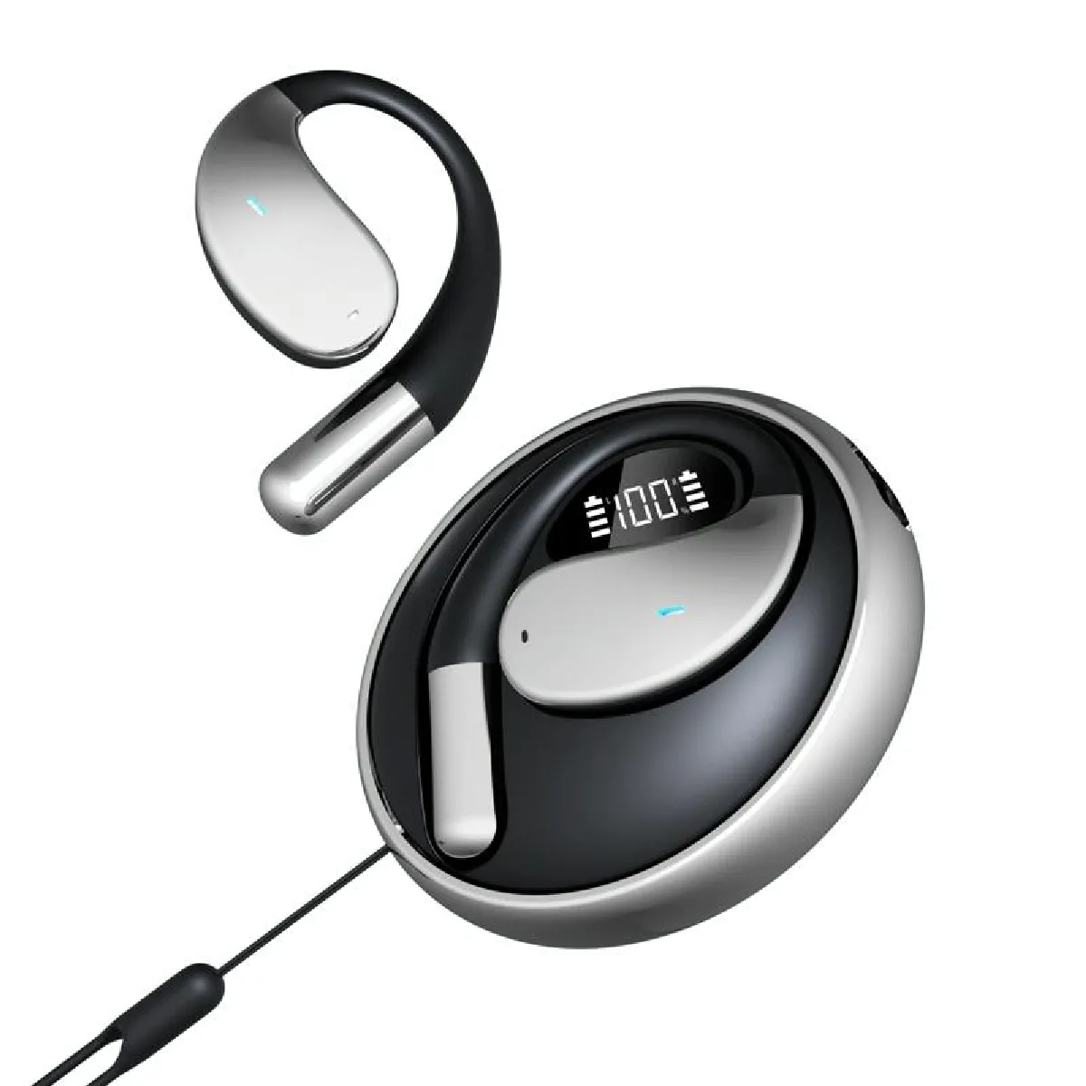 YONIS Ecouteurs Bluetooth Ouverts Avec Lani&egrave;re &Eacute;tanche Son Immersif Type-c 14.2mm Noir 