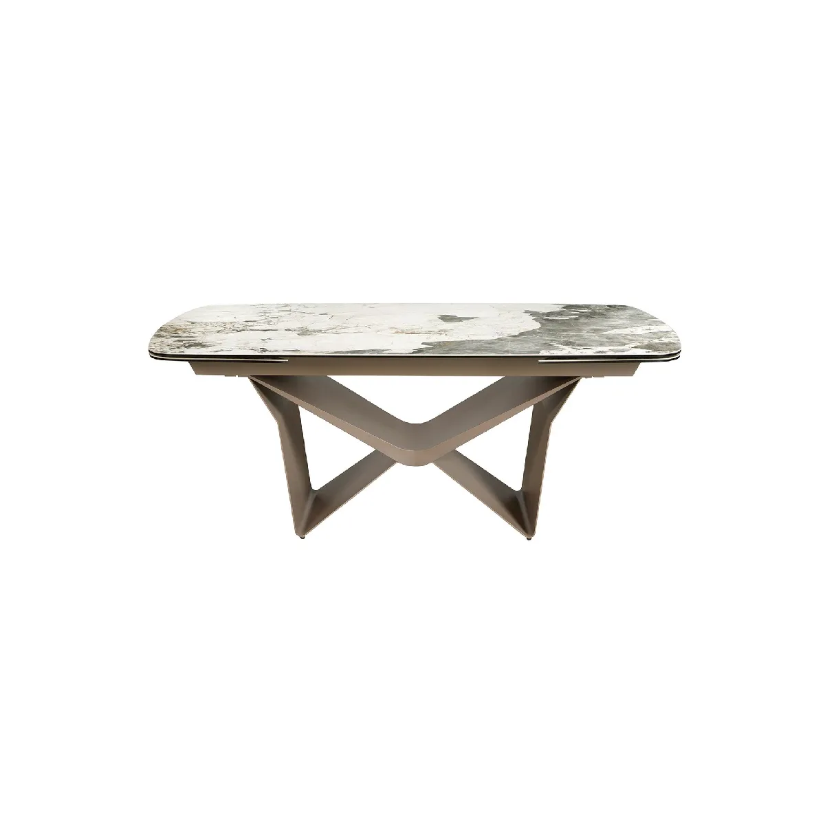 Table De Salle à Manger Extensible ÁNGEL CERDÁ – Marbre Porcelaine Et Acier Chromé – 160/240 X 90 X 77 Cm – Blanc – 10 Personnes