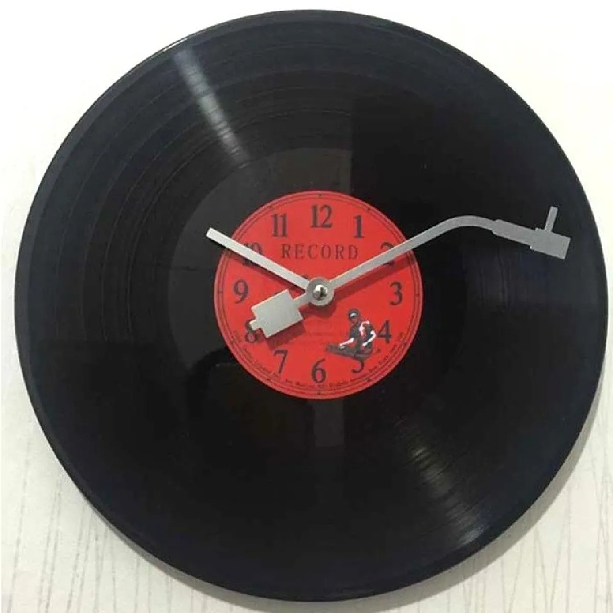 Yonis Rouge Horloge Murale Vinyle Vintage