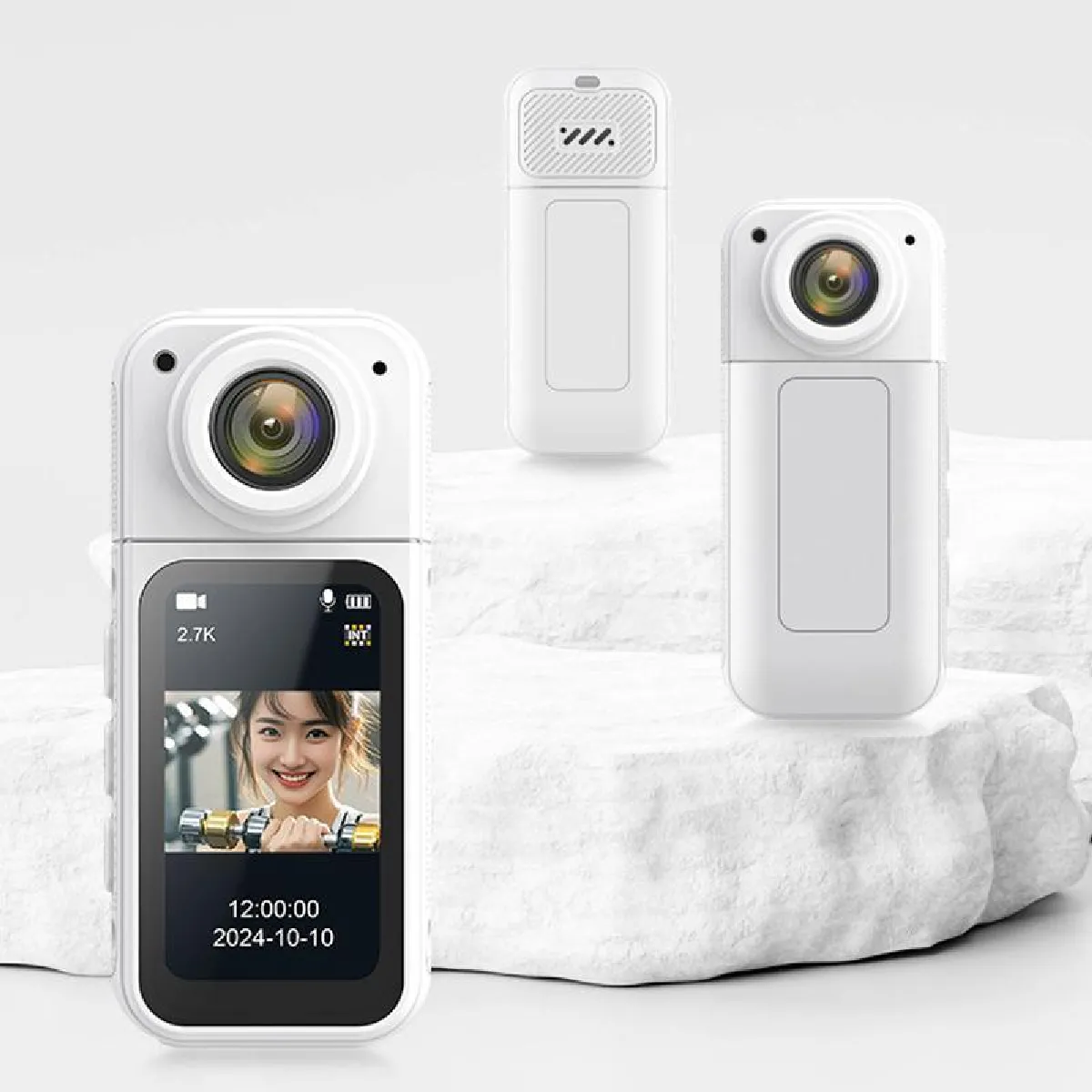 YONIS Camera Sport Hd Portable 2.7k Avec Affichage Ips Et Connexion Wifi Blanc 