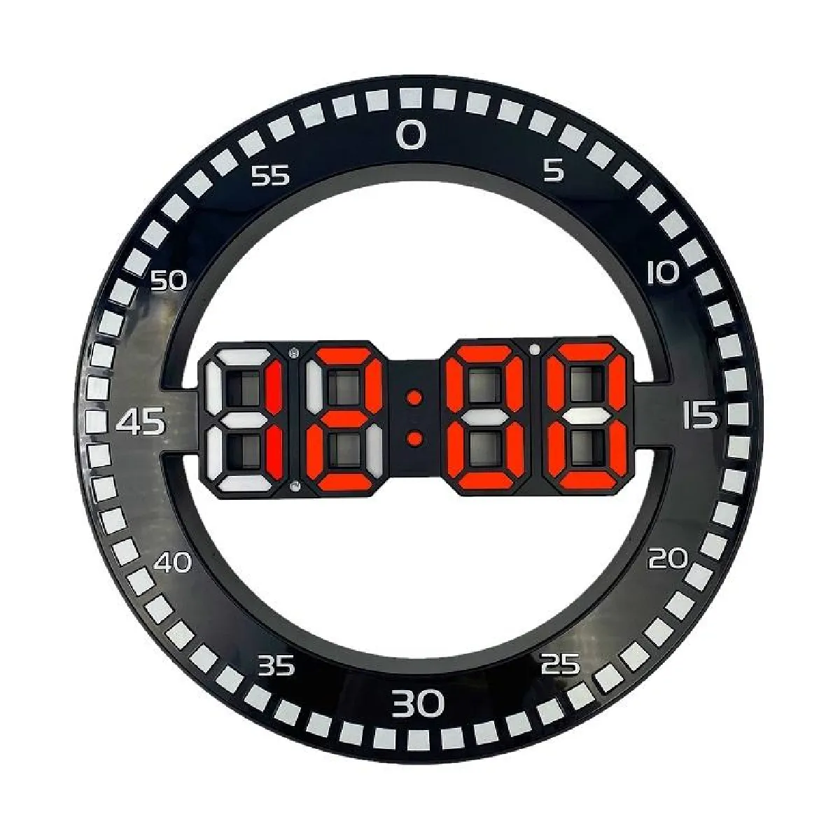 Yonis Noir/Rouge Horloge Murale Led 3D Grand Écran Affichage Température Date