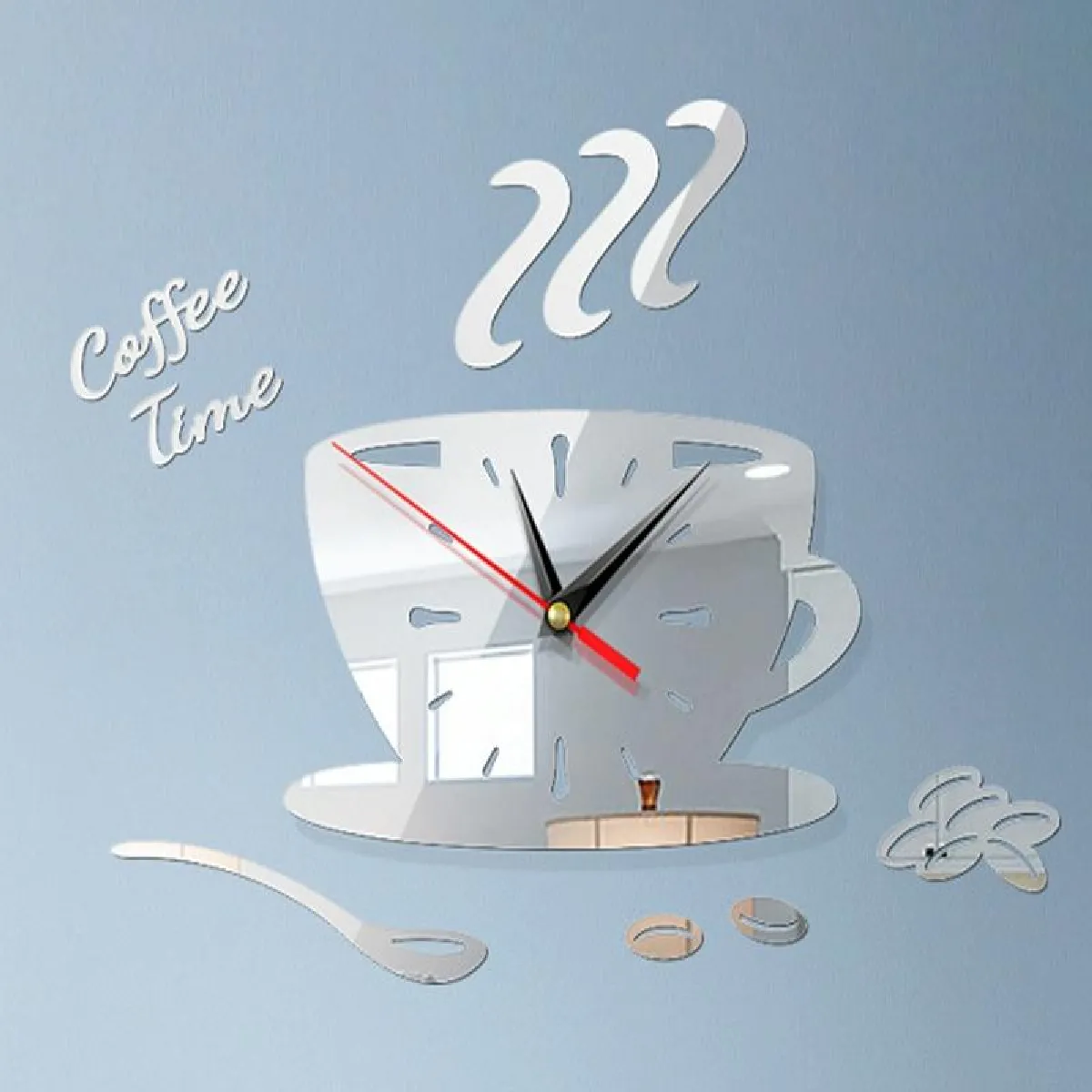 Yonis Horloge murale quartz - Argent