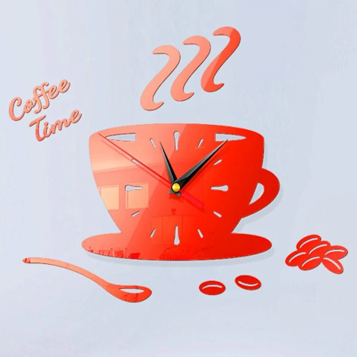 Yonis Horloge murale tasse café - Rouge