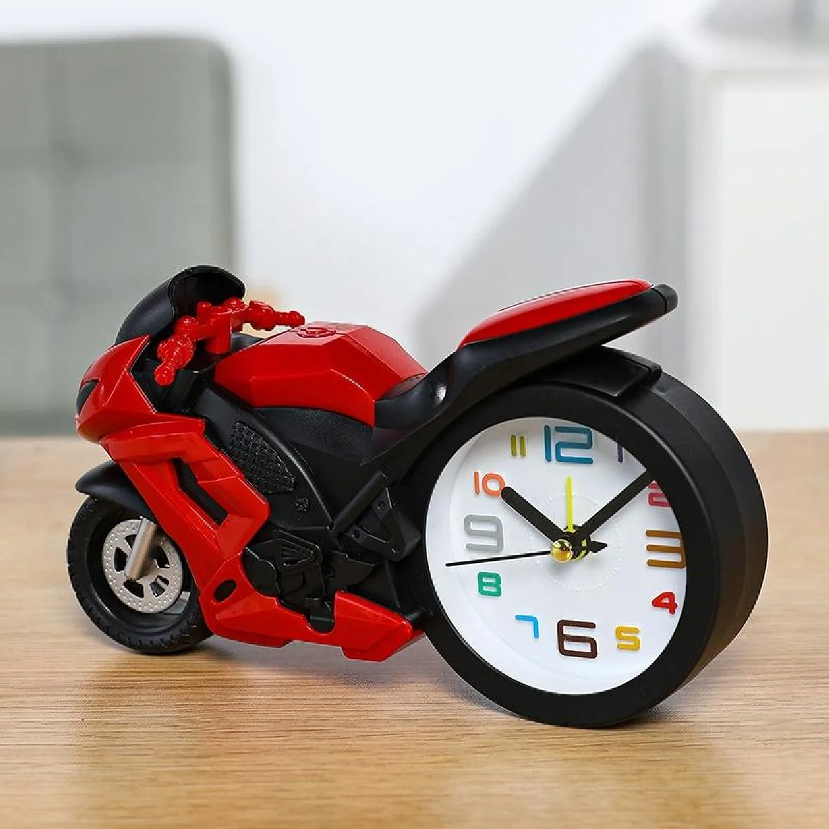 Yonis Rouge Réveil Enfant Moto