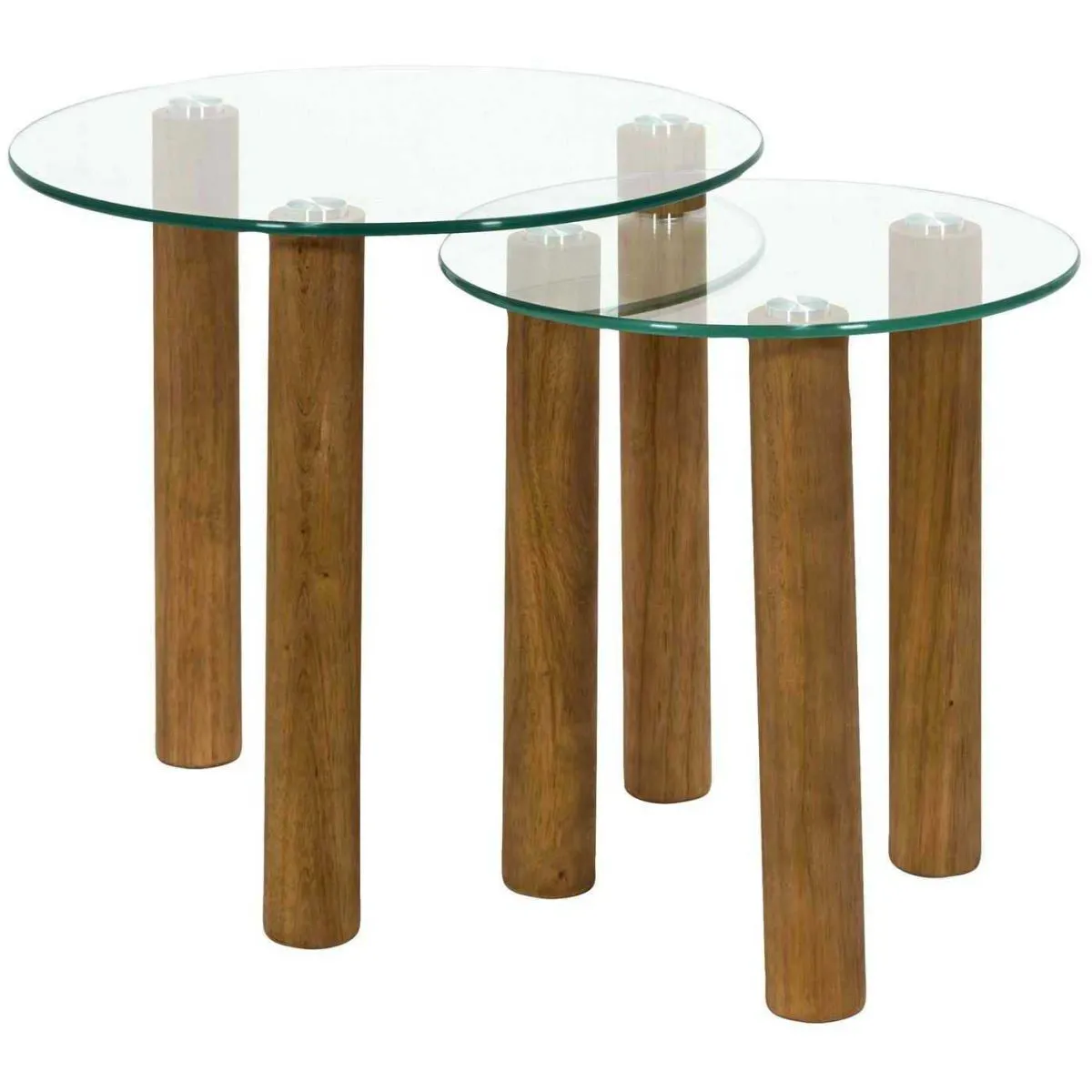 Meilleurs prix pour Table gigogne ronde en verre trempé Clara (Lot de 2).