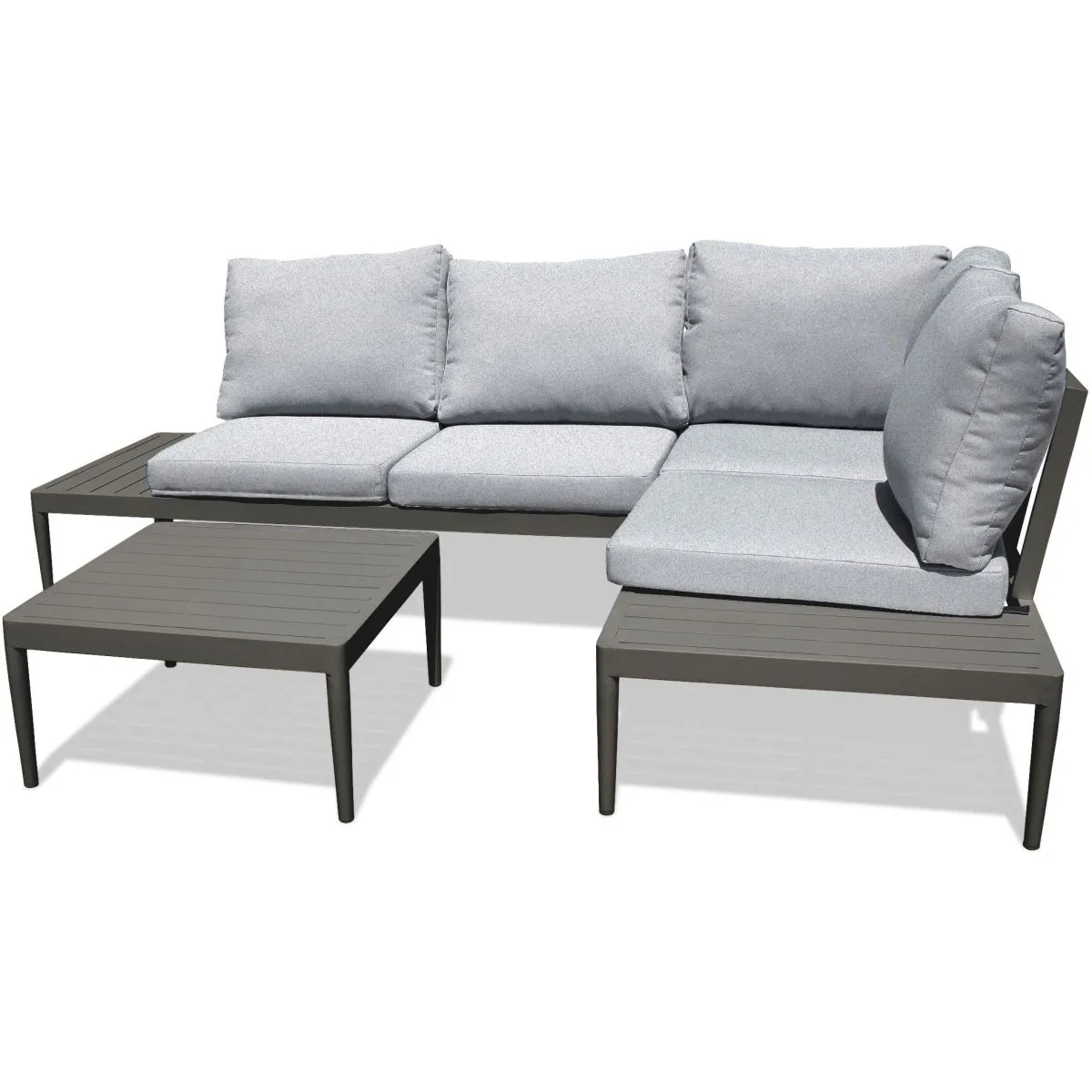 Salon de jardin d'angle 4 places en aluminium gris anthracite