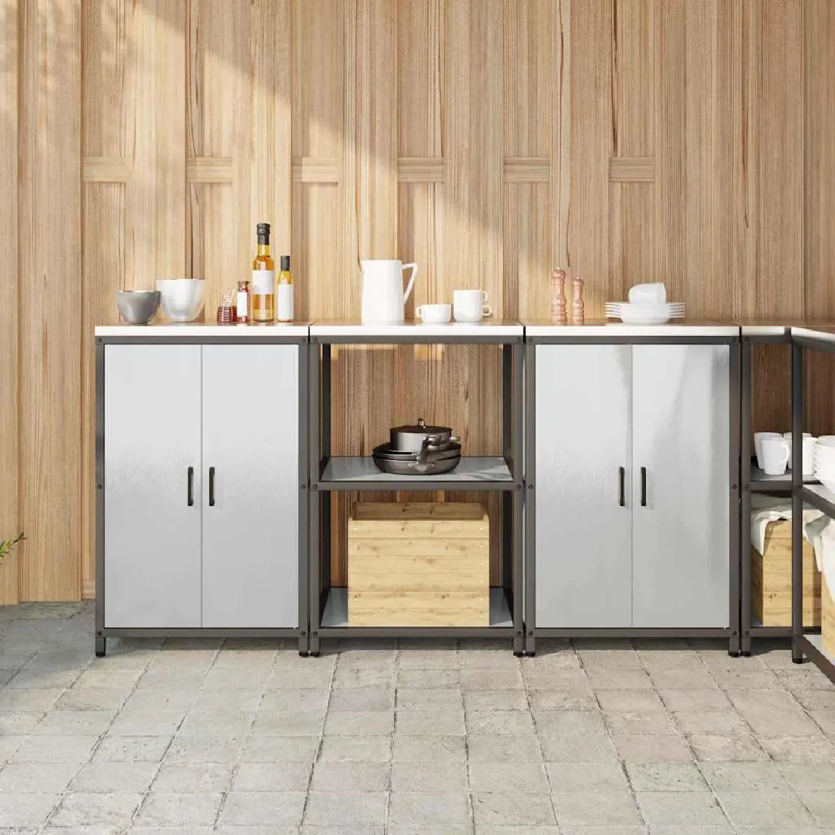 vidaXL Ensemble de rangement cuisine 3 pcs 180 x 50 x 92 cm - vue 4