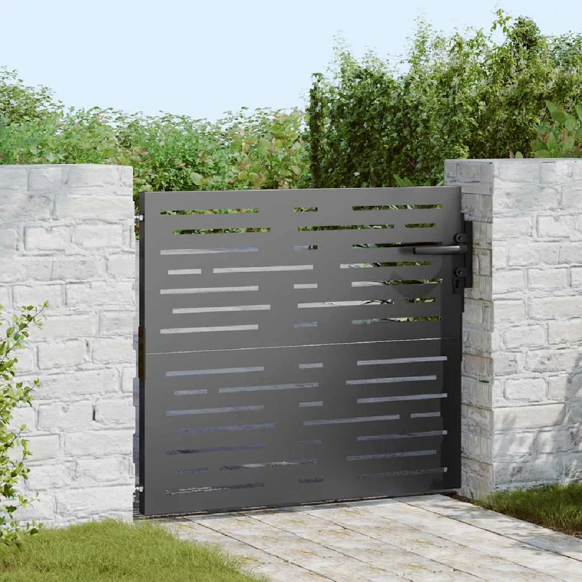 Vidaxl Porte de Jardin Noir 85 x 100 cm Acier peint par