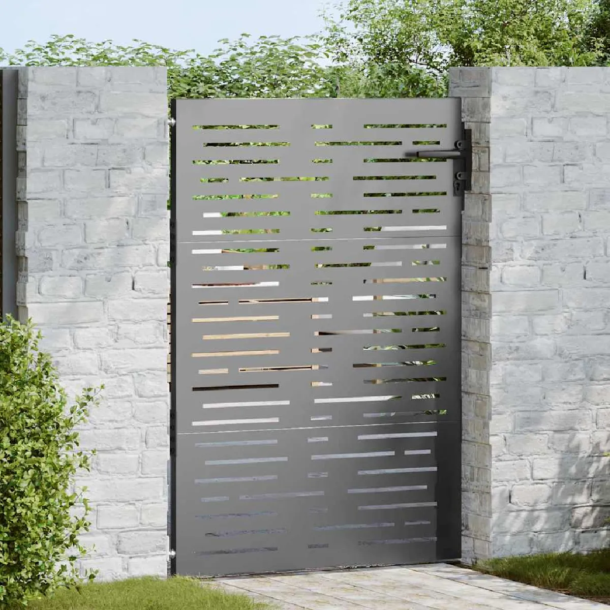 vidaXL Porte de Jardin Noir 85 x 125 cm Acier peint par poudre