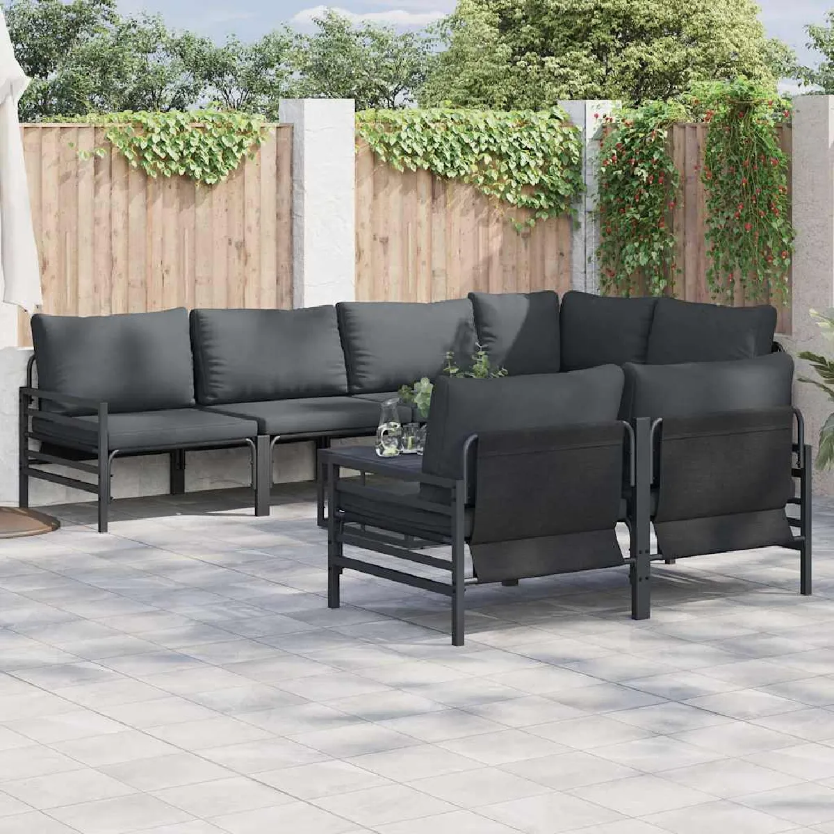 vidaXL Ensemble de canapé de jardin avec coussin 7 pcs Acier - vue 4