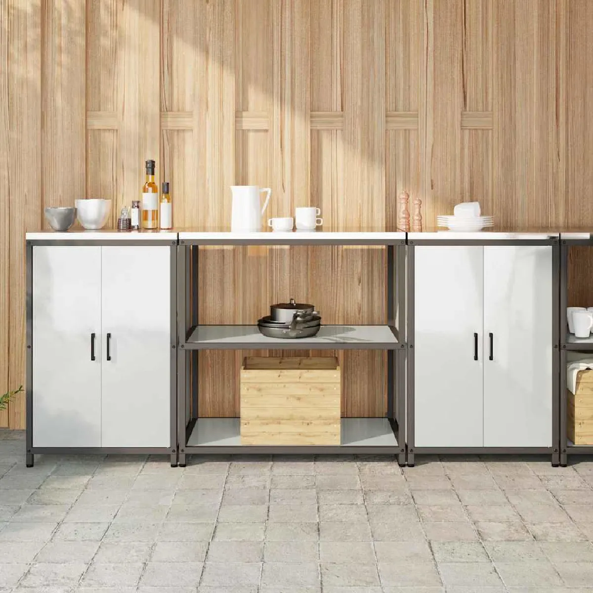 vidaXL Ensemble de rangement cuisine 3 pcs 180 x 50 x 92 cm - vue 10