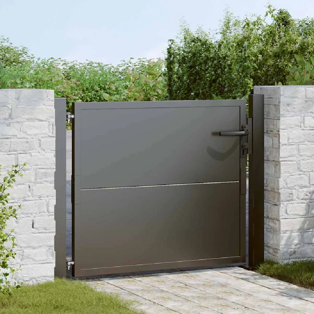 vidaXL Porte de Jardin Noir 110 x 105 cm Acier enduit de poudre