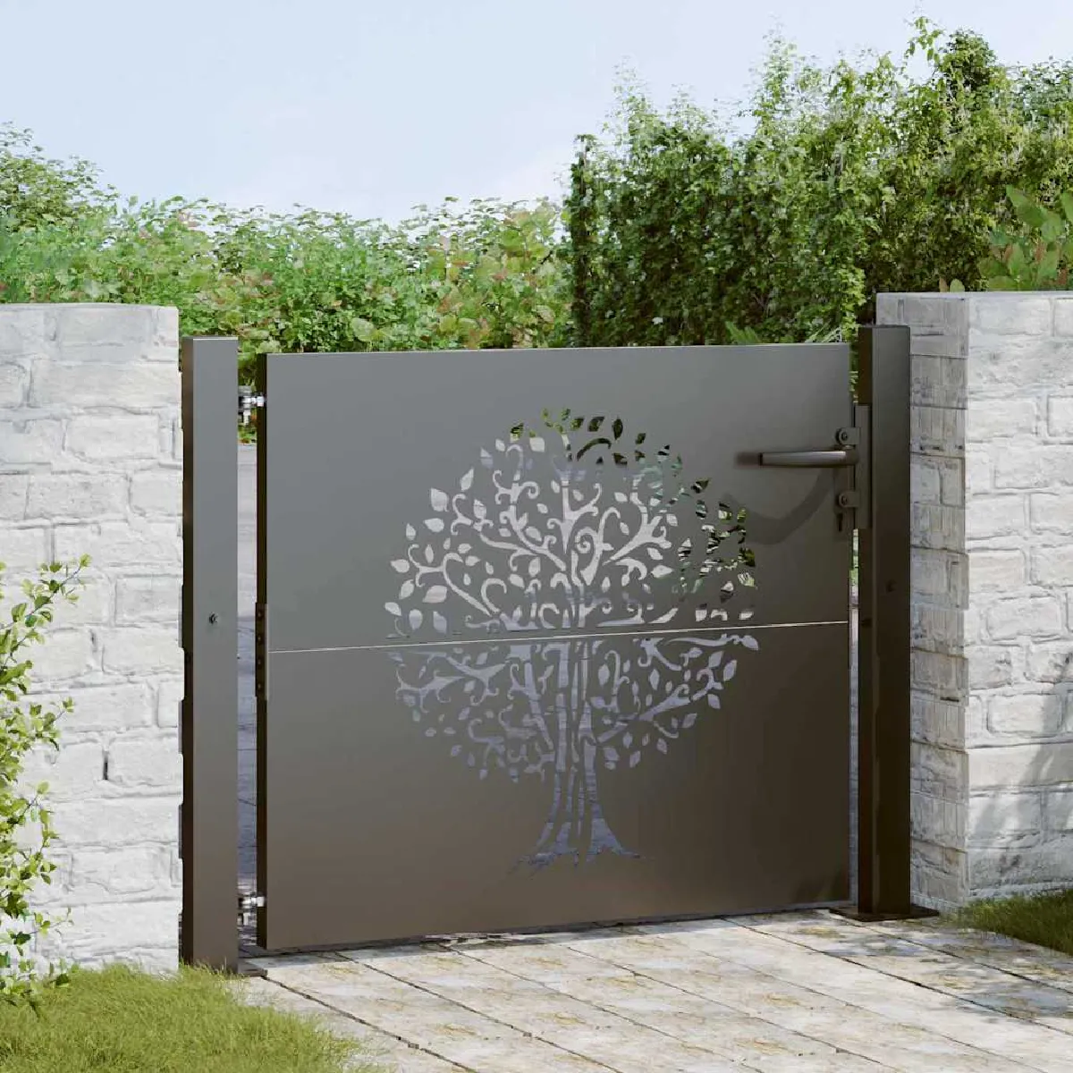 vidaXL Porte de Jardin Autre 100 x 200 cm Acier peint par - vue 3